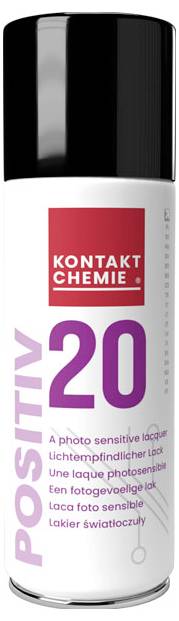 Kontakt Chemie POSITIV 20 lichtemfindlicher Lacksprühdose, weiß mit schwarzer Kappe und rotem Logo, mit der Aufschrift „DIY 20