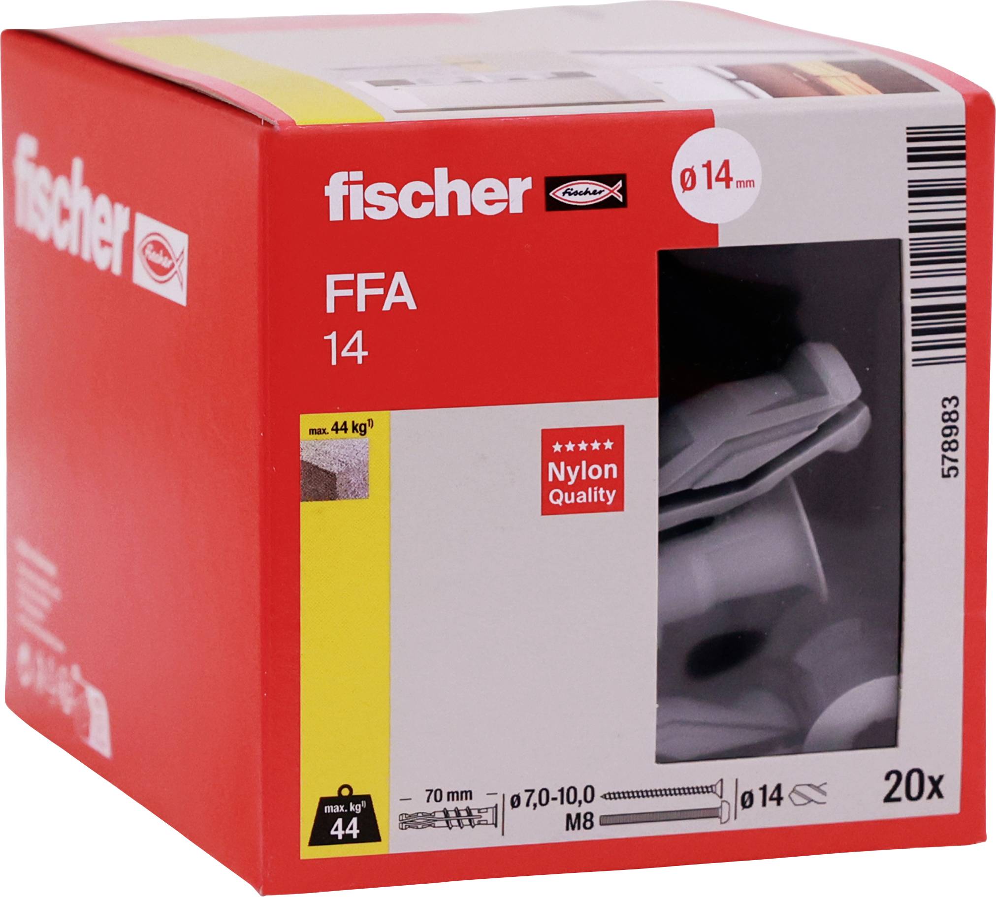 Rote Fischer FFA 14 Nylondübel Schachtel, mit Angabe 
