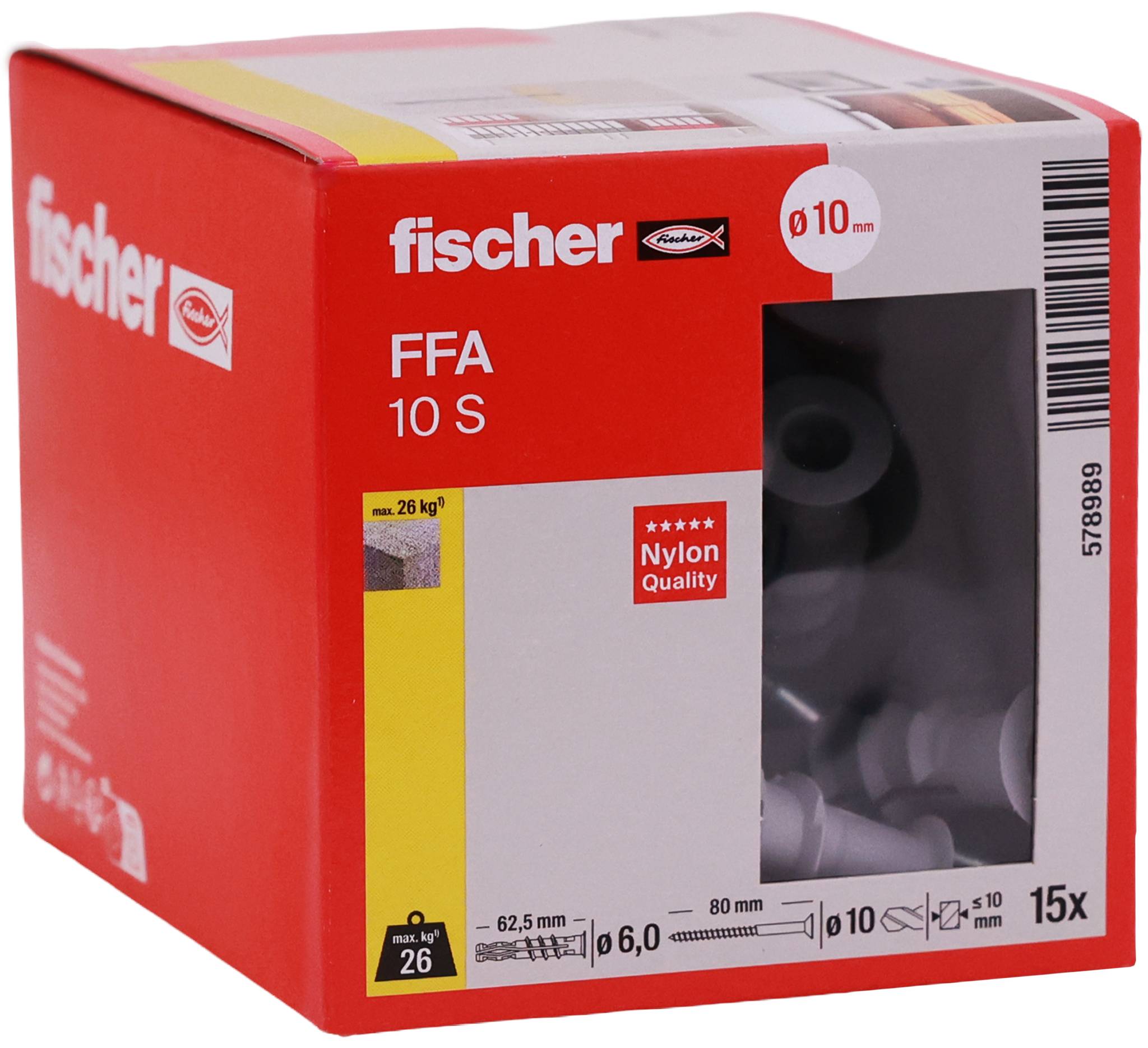 Red Fischer FFA 10 S Nylon-Wanddübel-Box mit Sichtfenster, beschriftet mit 
