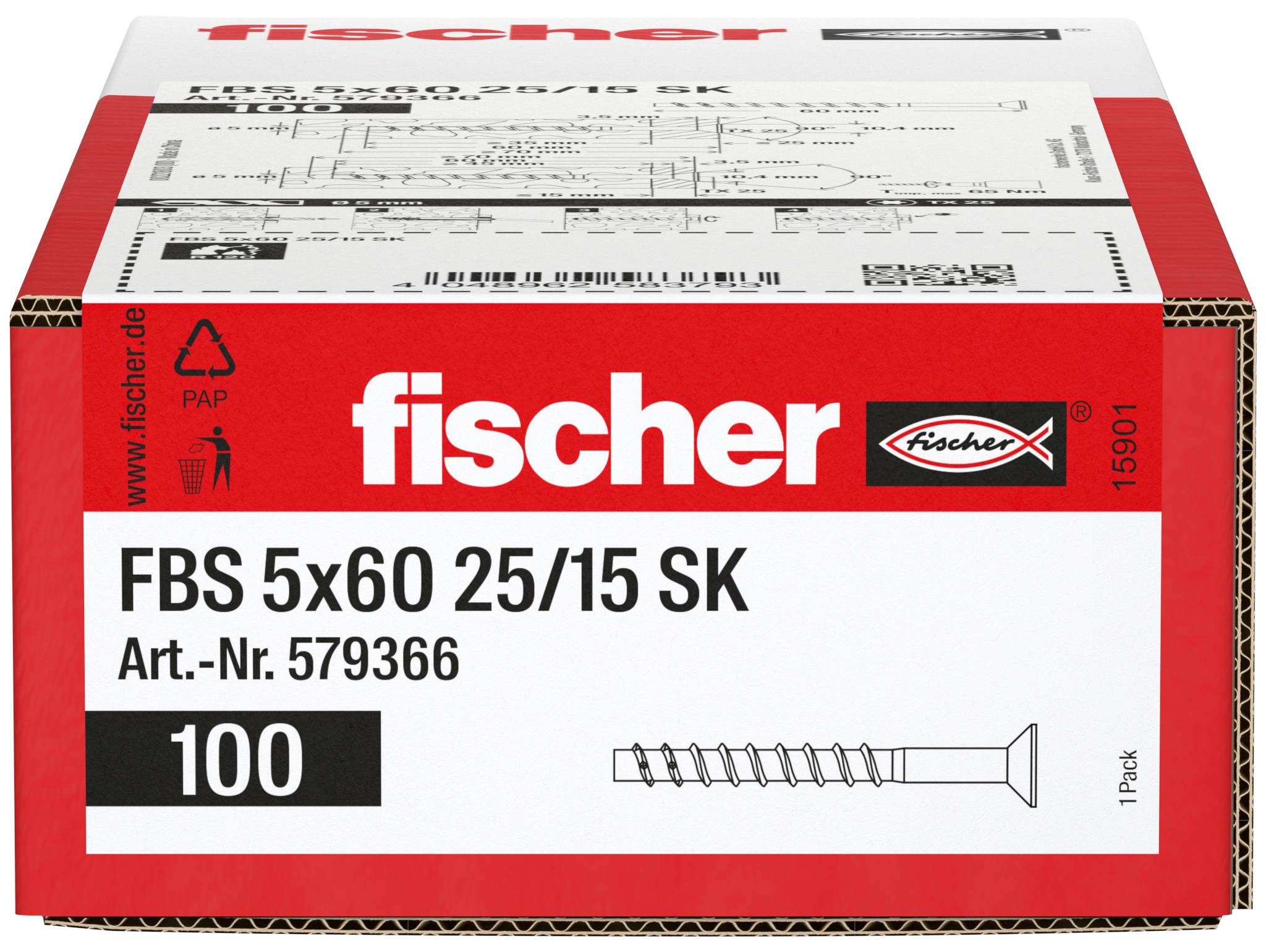 Fischer 579366 Betonschraube 60mm TX galvanisch verzinkt 100St.