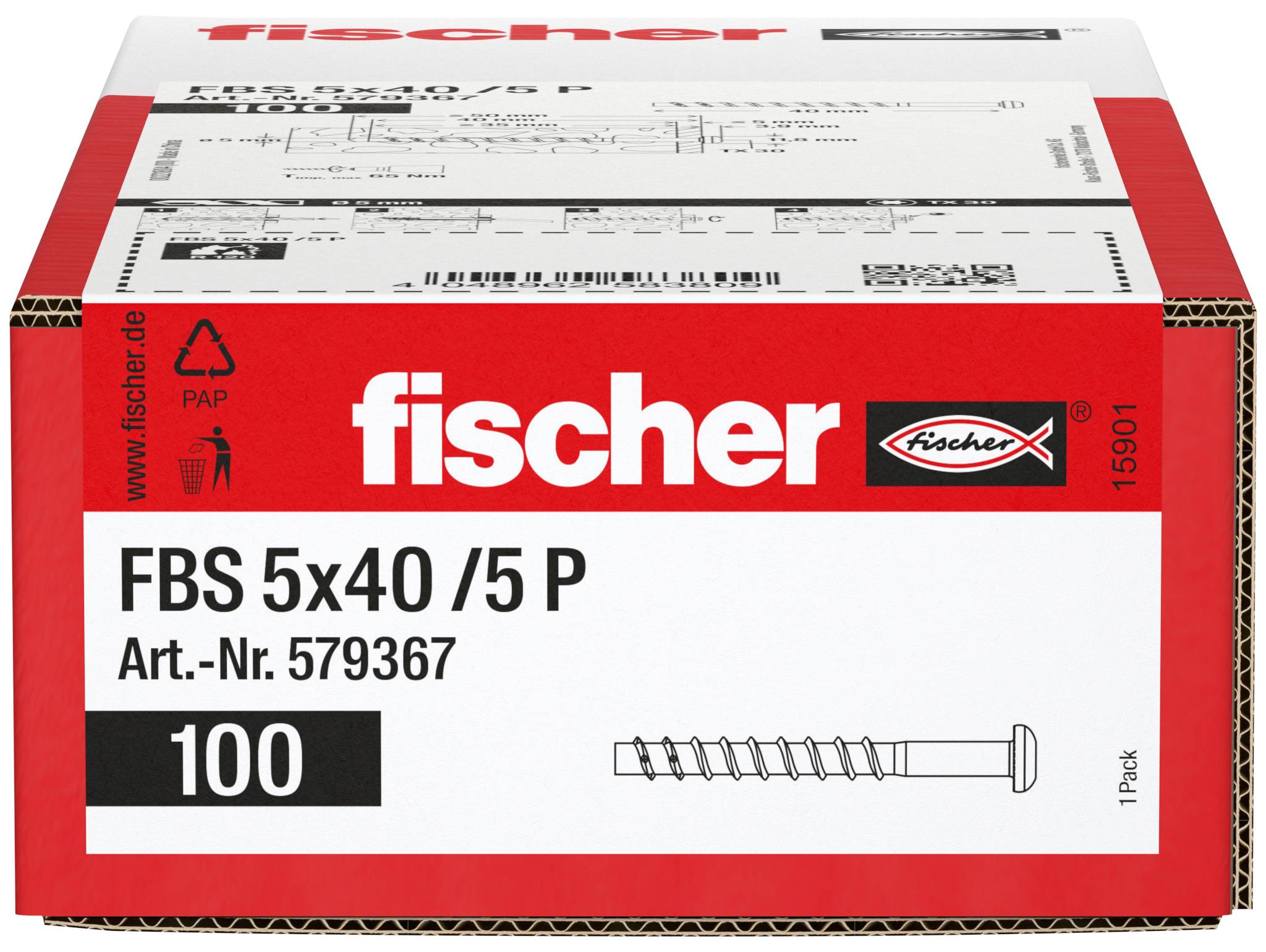 Fischer 579367 Betonschraube 40mm TX galvanisch verzinkt 100St.