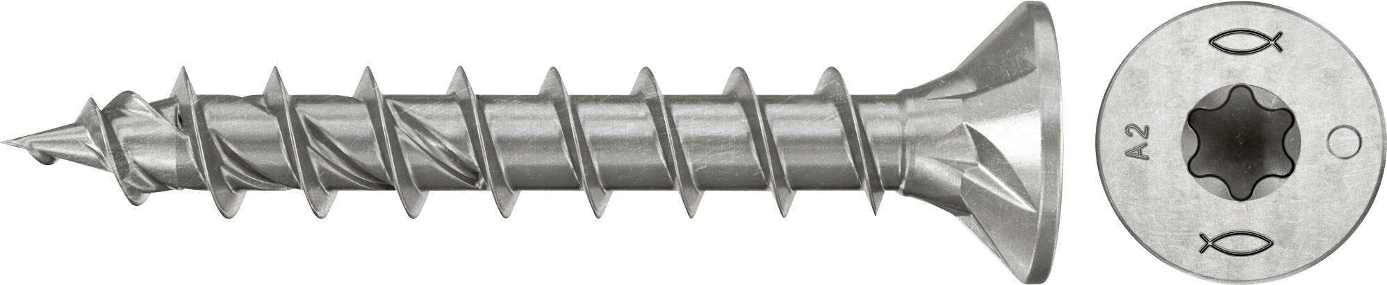 Metallisches Senkschraube mit Torx-/Sternantrieb, gezeigt in Seitenansicht und Kopfdetailaufnahme auf weißem Hintergrund.