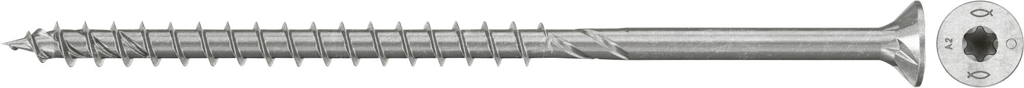Eine silberne Metallschraube mit einem flachen, geschlitzten Kopf, horizontal auf weißem Hintergrund dargestellt.