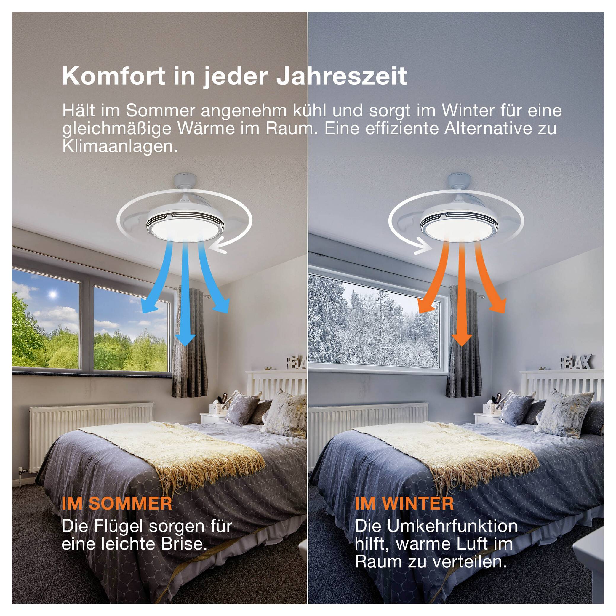 OSRAM HOMELIGHTING Ceiling Fan Cierzo 1220mm 60W CCT RGB Deckenventilator 60W (Ø) 1220mm mit Beleuchtung, mit Fernbedienung