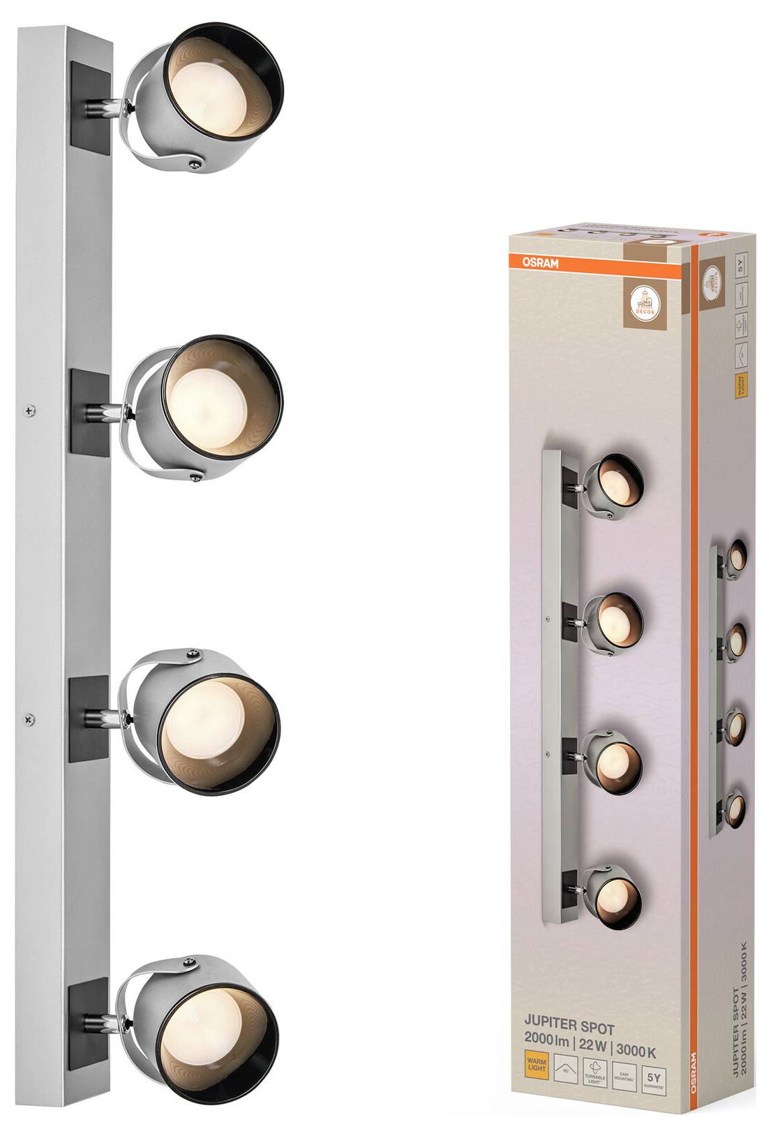 OSRAM Decor Spot Jupiter 4 Spot 4099854471490 LED-Deckenstrahler, LED-Wandstrahler LED 22W Silber