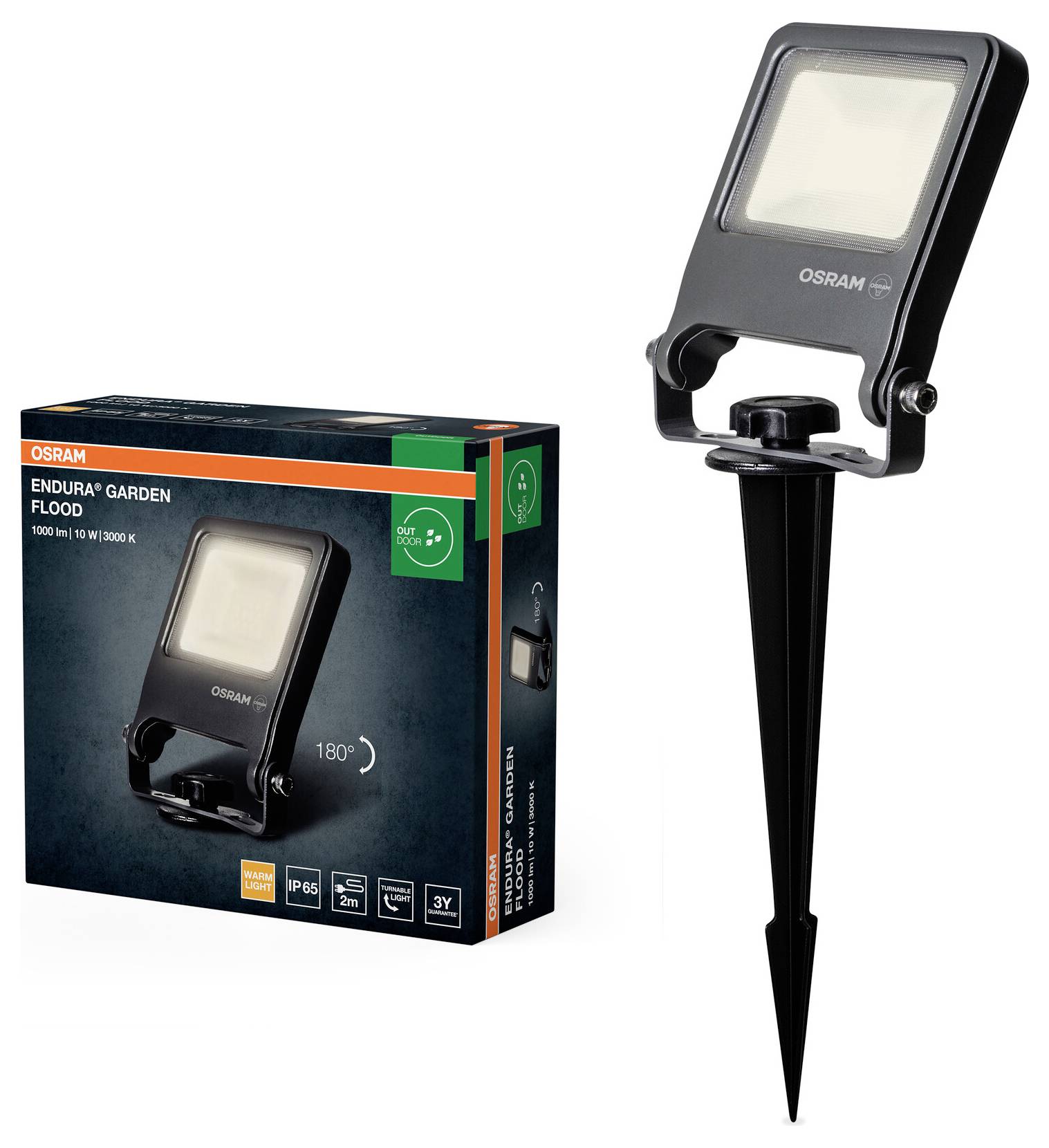 OSRAM HOMELIGHTING 4099854585838 ENDURA® Garden Flood Spike 10W 3000K LED-Gartenstrahler LED-Modul LED fest eingebaut 10W