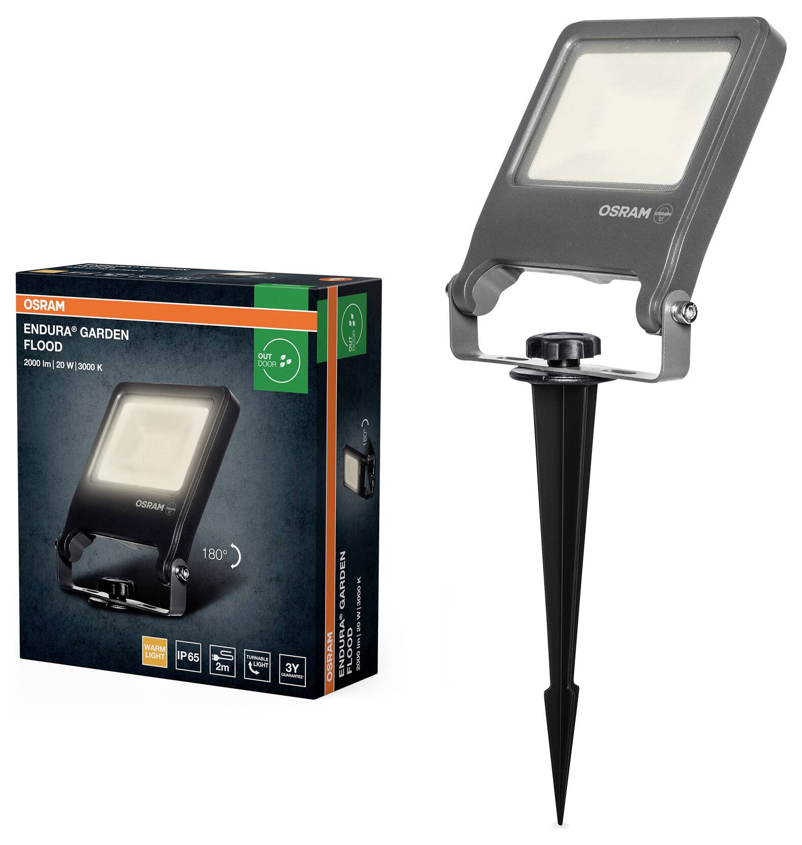 OSRAM HOMELIGHTING 4099854585852 ENDURA® Garden Flood Spike 20W 3000K LED-Gartenstrahler LED-Modul LED fest eingebaut 20W