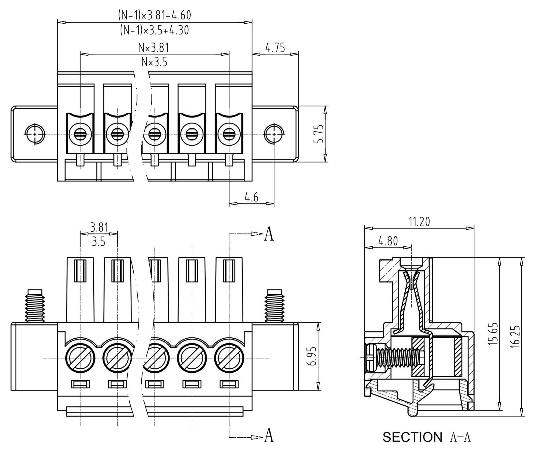 Donau Elektronik H381-04 Steckverbinder flexibel: 0.08-1.5mm² starr: - Polzahl: 4 1St.