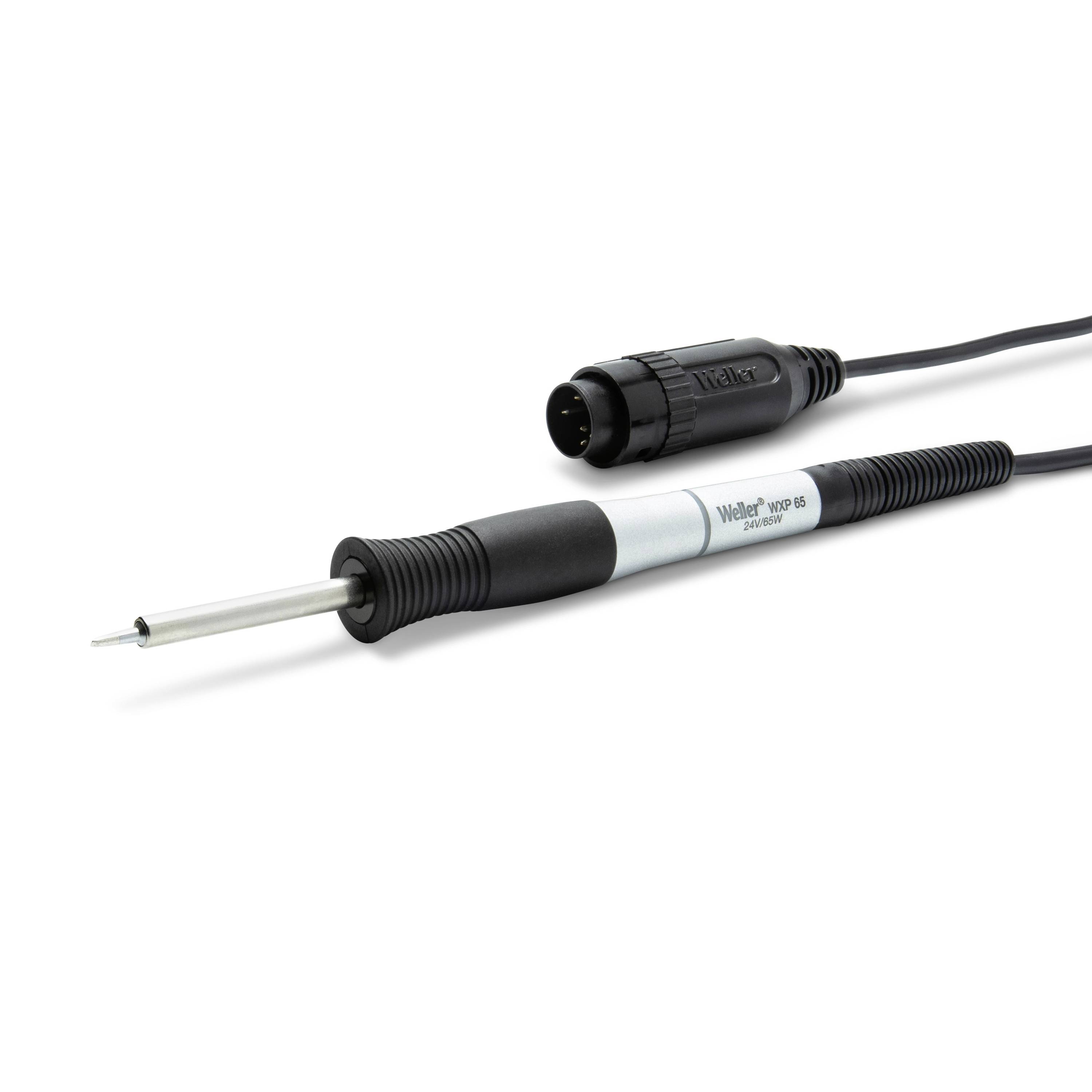 Soldering iron with power cord and plug, shown on a white background.