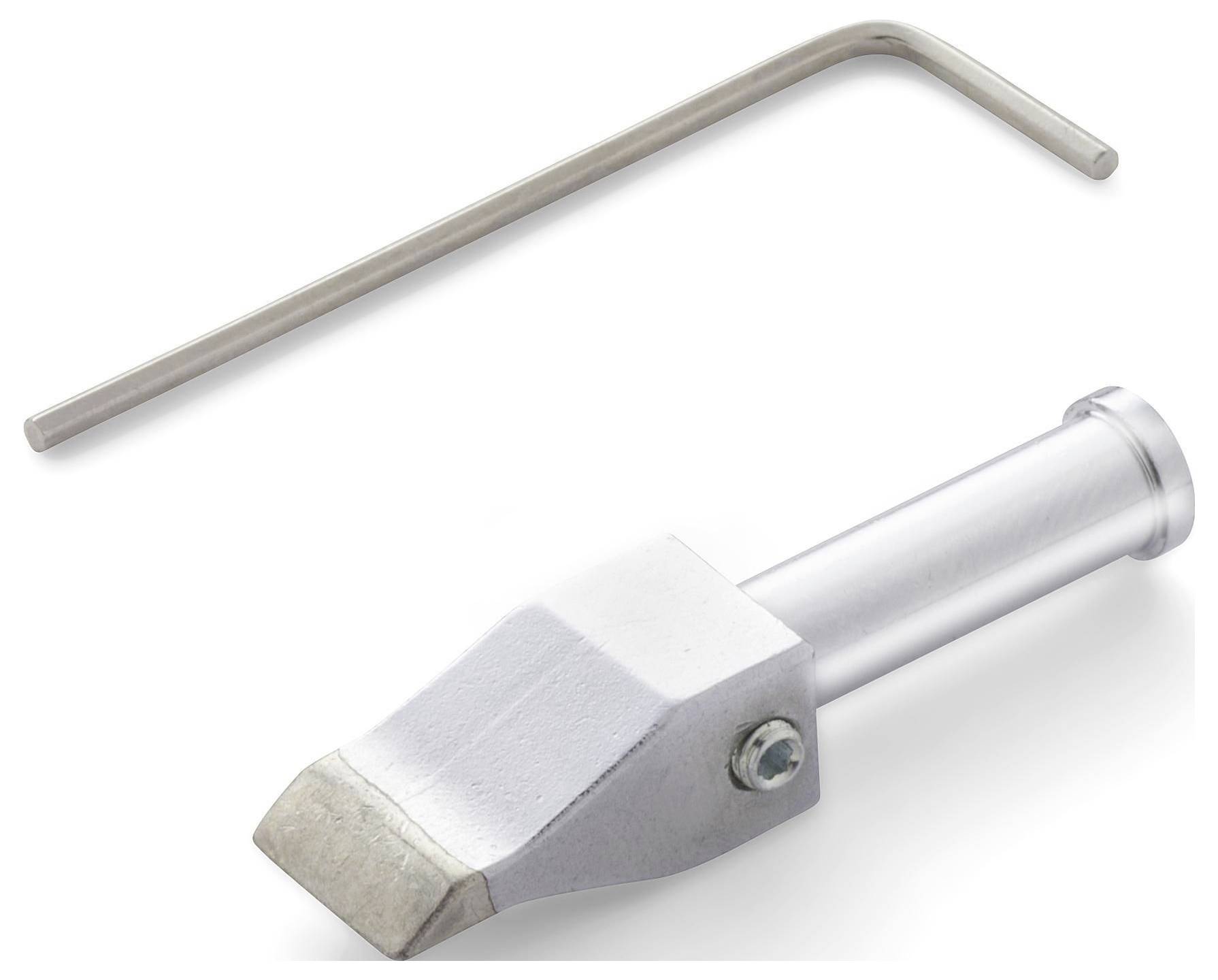 Metal chisel with a separate L-shaped hex key on a white background.
