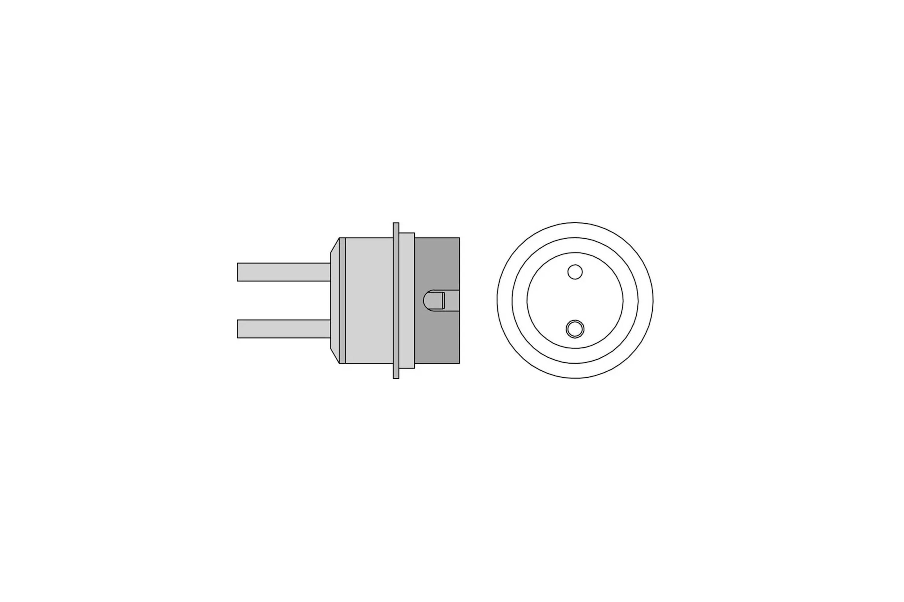 Illustration of an electrical plug and matching circular socket, shown side by side on a white background.