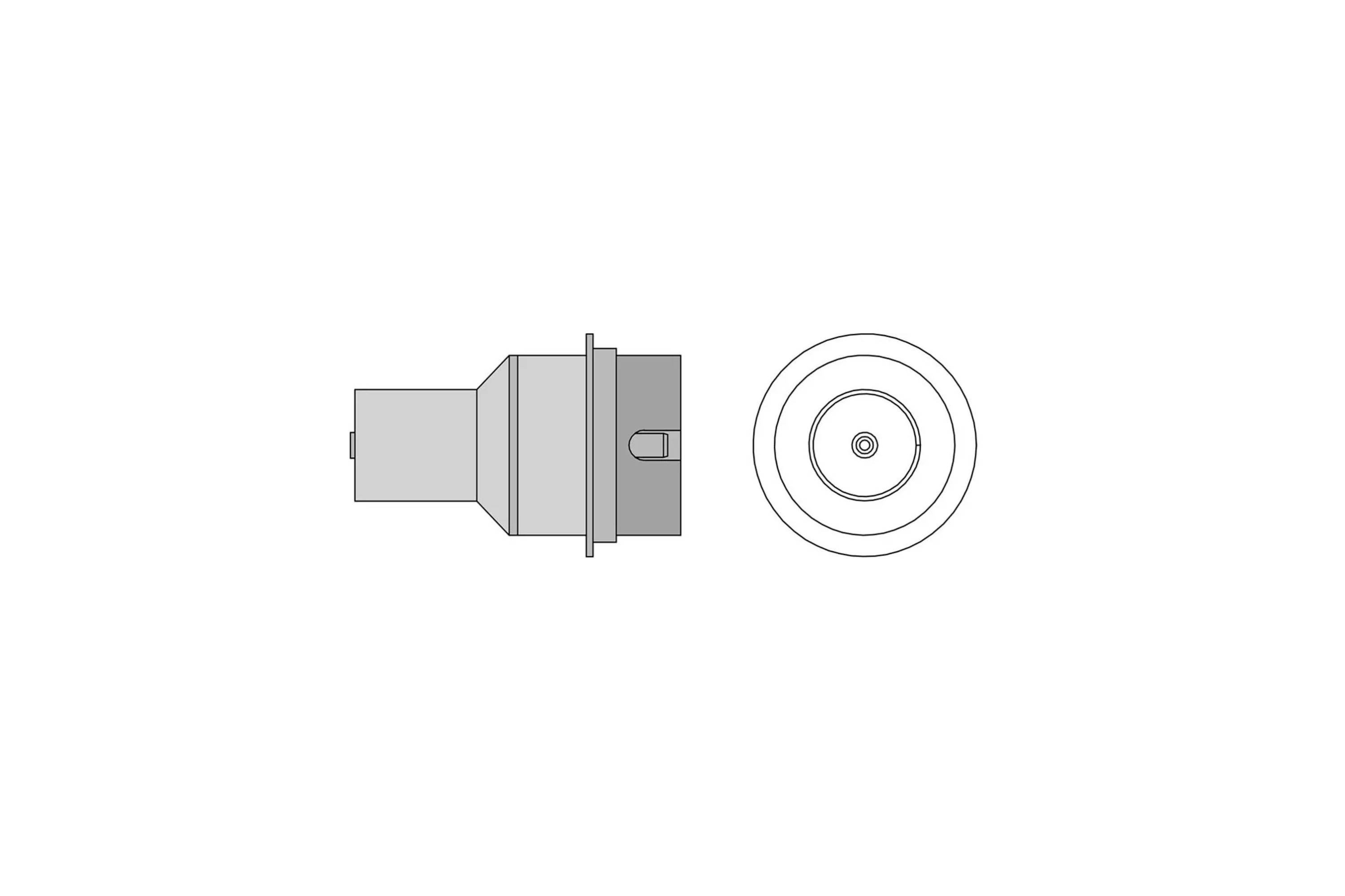 Top view of a cylindrical connector and its matching circular socket, shown side by side on a plain background.