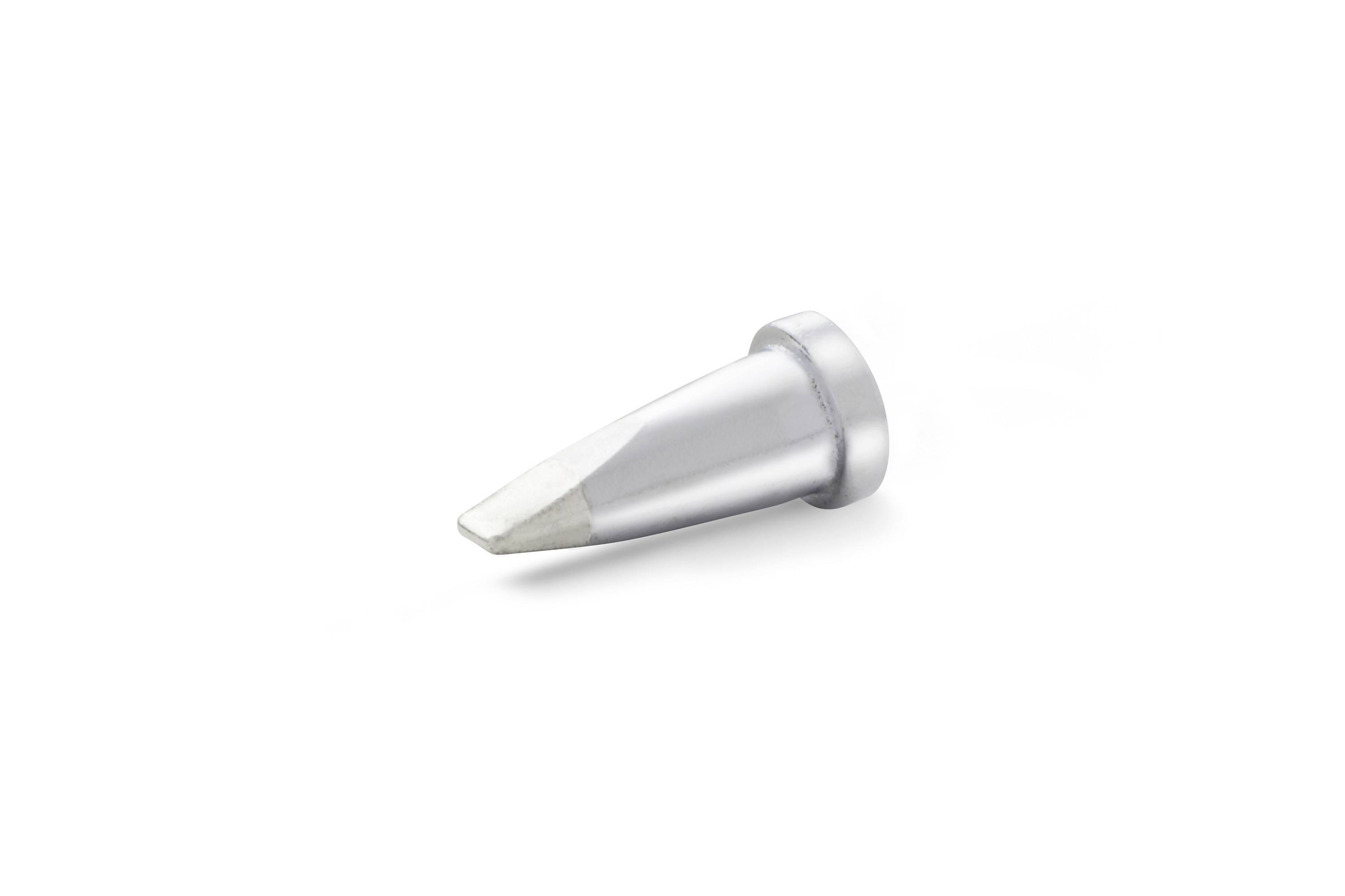 Silver metal cone-shaped nozzle or tip shown on a white background