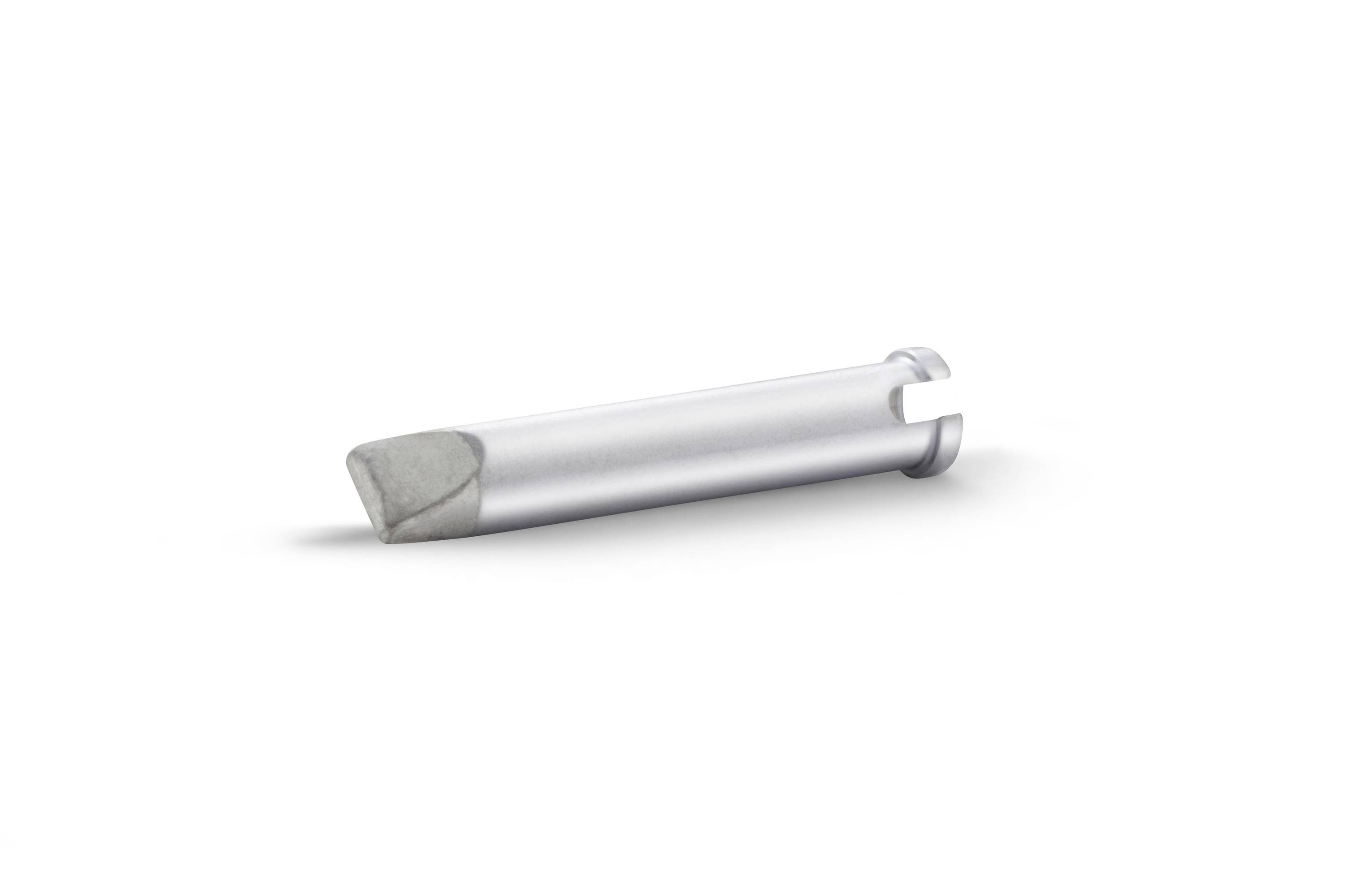 A silver drill bit with a gray cutting tip shown on a white background.