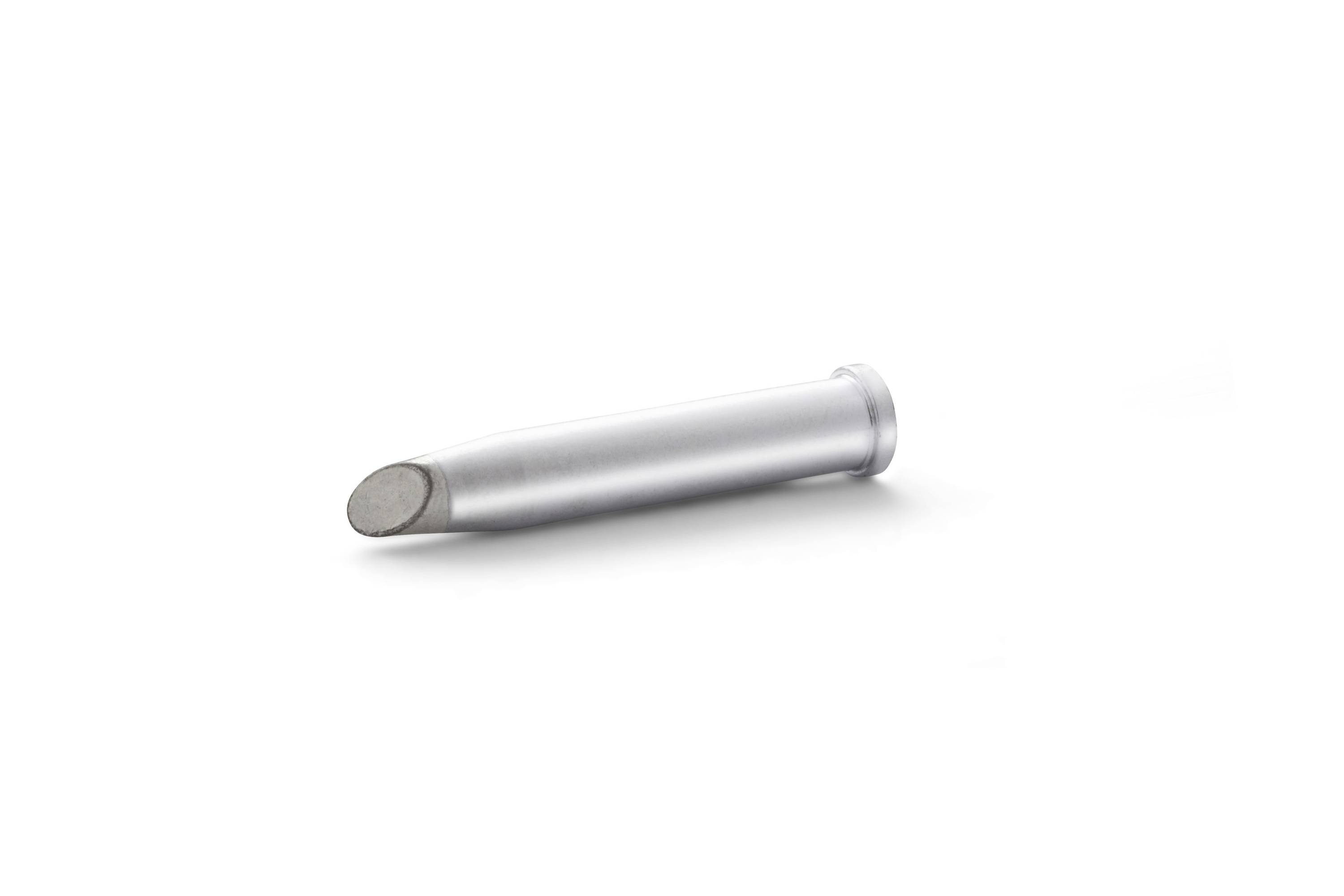 Single silver cylindrical battery lying on its side against a white background.