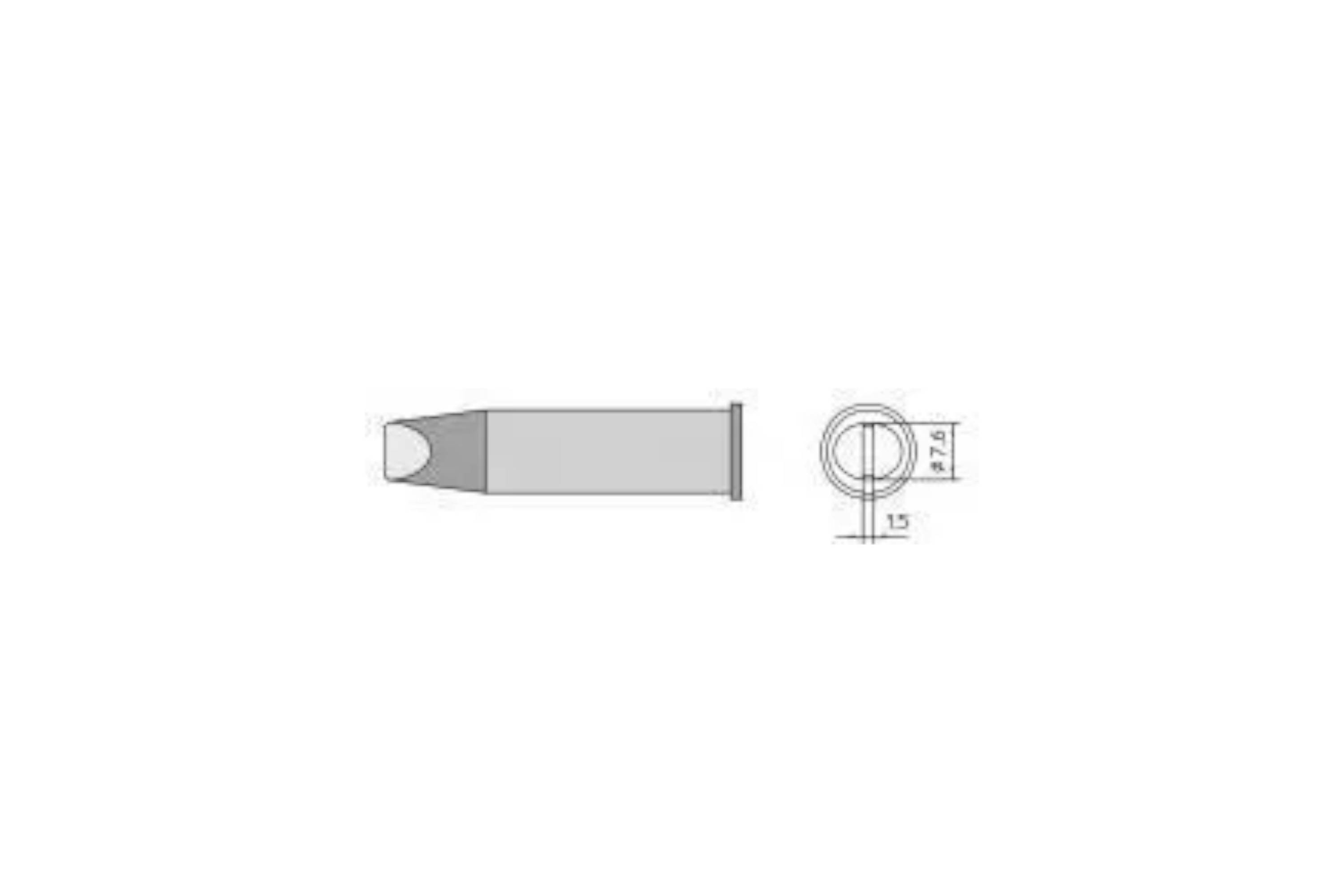 Technical drawing of a cylindrical tool or connector shown from the side and end, with diameter dimensions labeled 17.5 and 15.