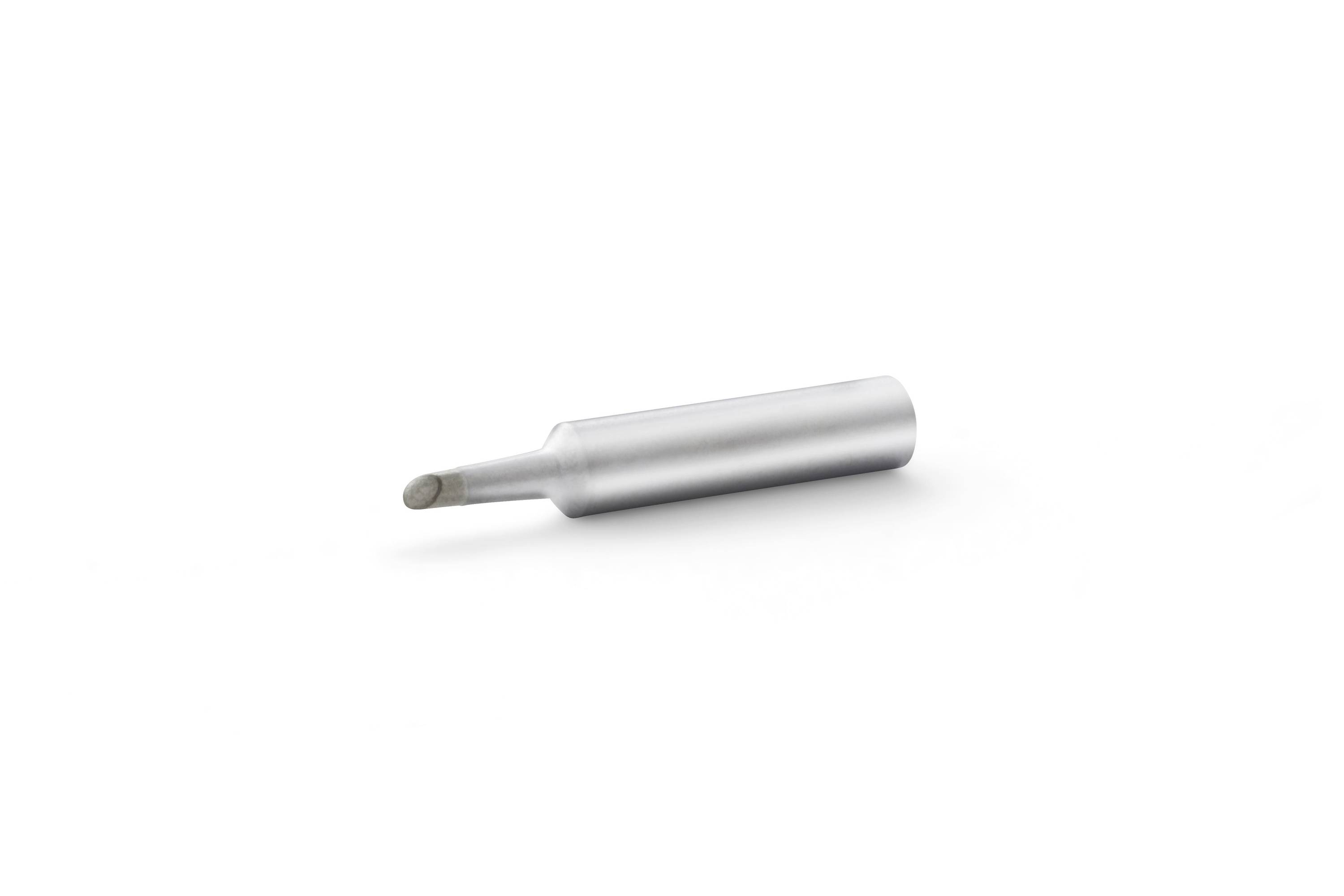 Small silver cylindrical metal tool or nozzle on a white background, shown in side view.