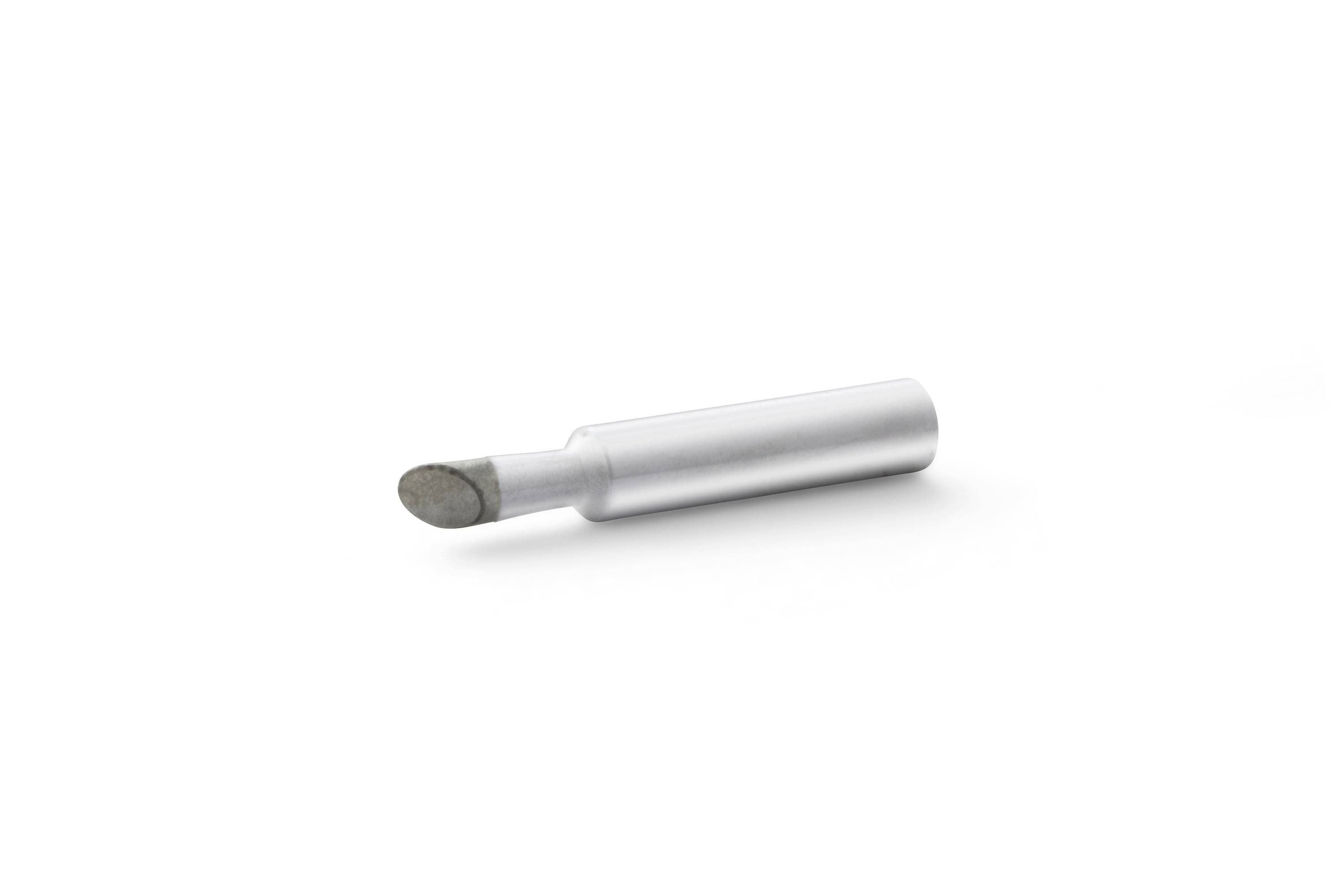 Metal burr grinding attachment with a cylindrical silver shaft and dark abrasive tip on a white background