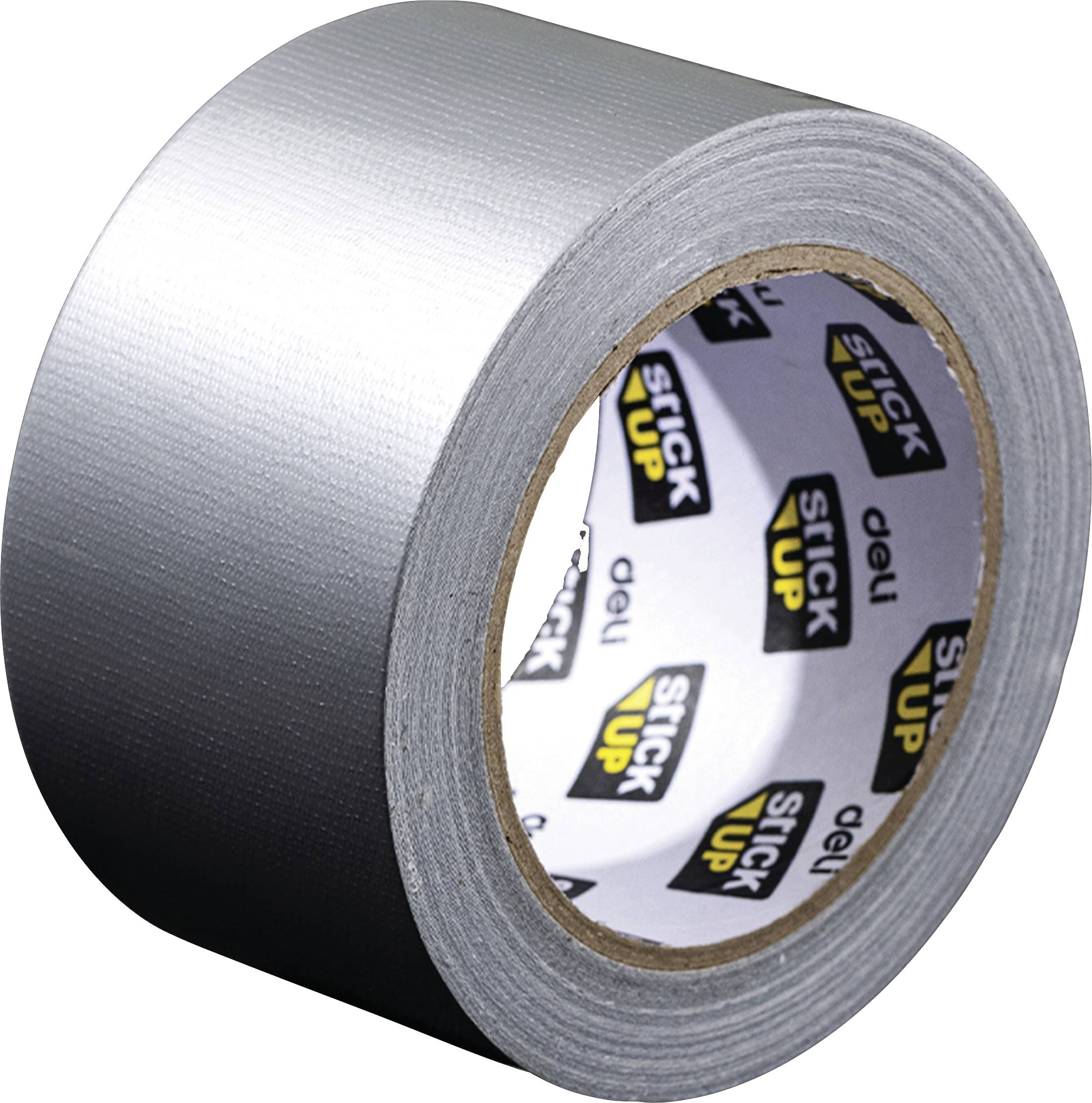 Eine Rolle graues Klebeband auf weißem Hintergrund.