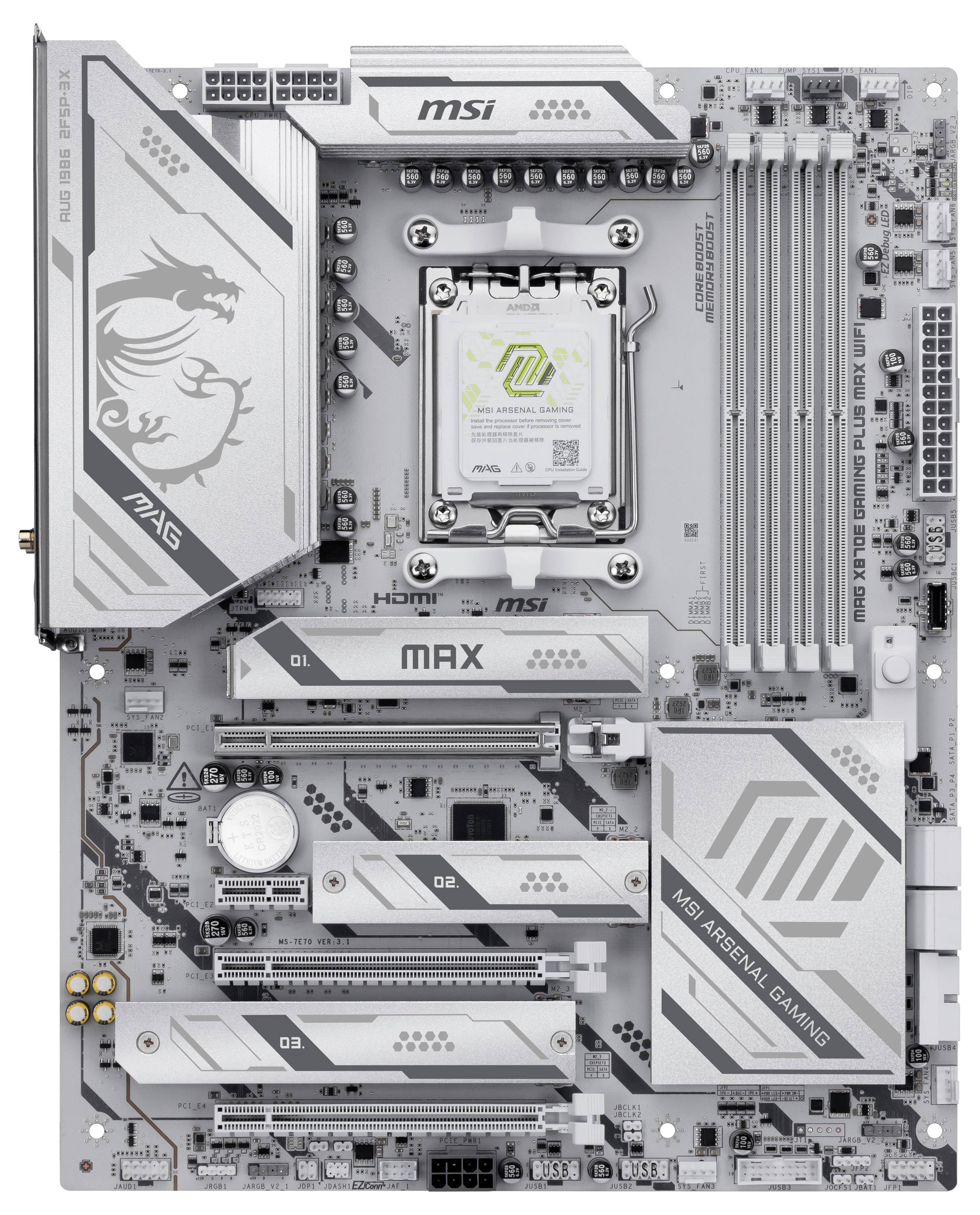 MSI MAG X870E GAMING PLUS MAX WIFI Mainboard Sockel (PC) AMD® AM5 Formfaktor (Details) ATX Mainboard-Chipsatz AMD® X870E