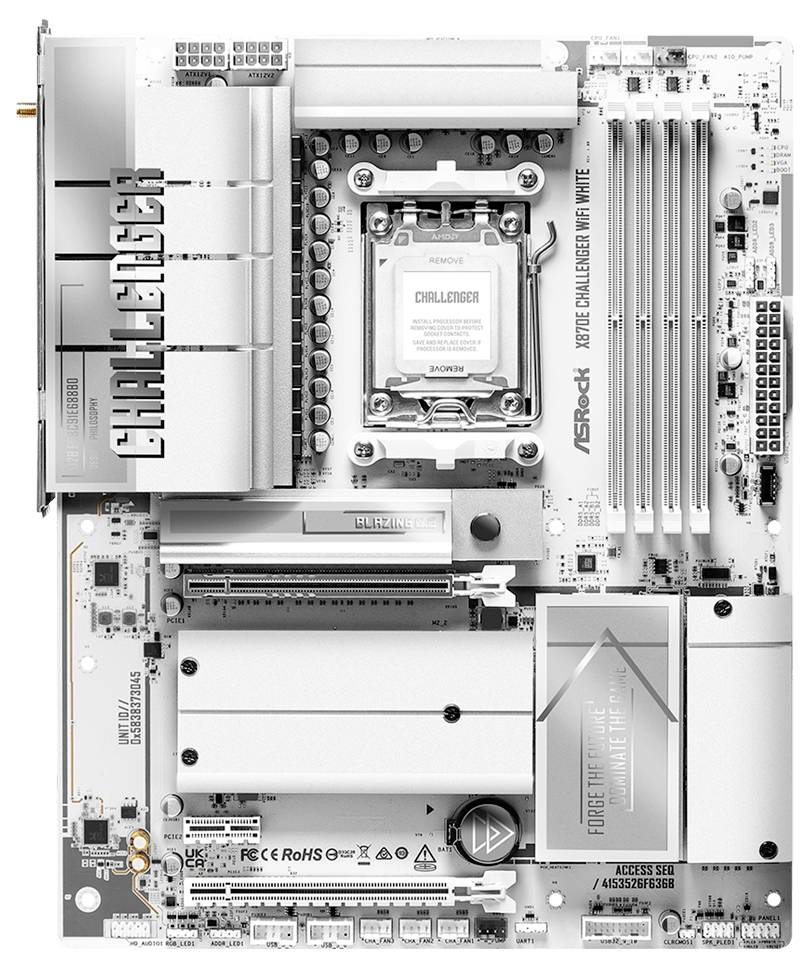ASRock X870E Challenger WiFi White (AM5) Mainboard Sockel (PC) AMD® AM5 Formfaktor (Details) ATX Mainboard-Chipsatz AMD® X870E