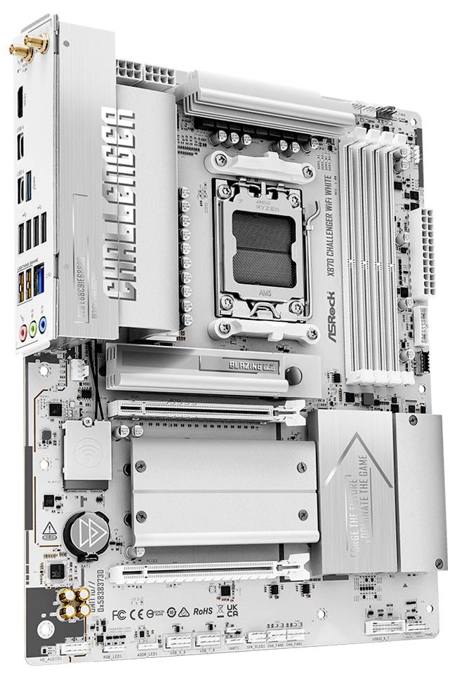 ASRock X870 Challenger WiFi White (AM5) Mainboard Sockel (PC) AMD® AM5 Formfaktor (Details) ATX Mainboard-Chipsatz AMD® X870