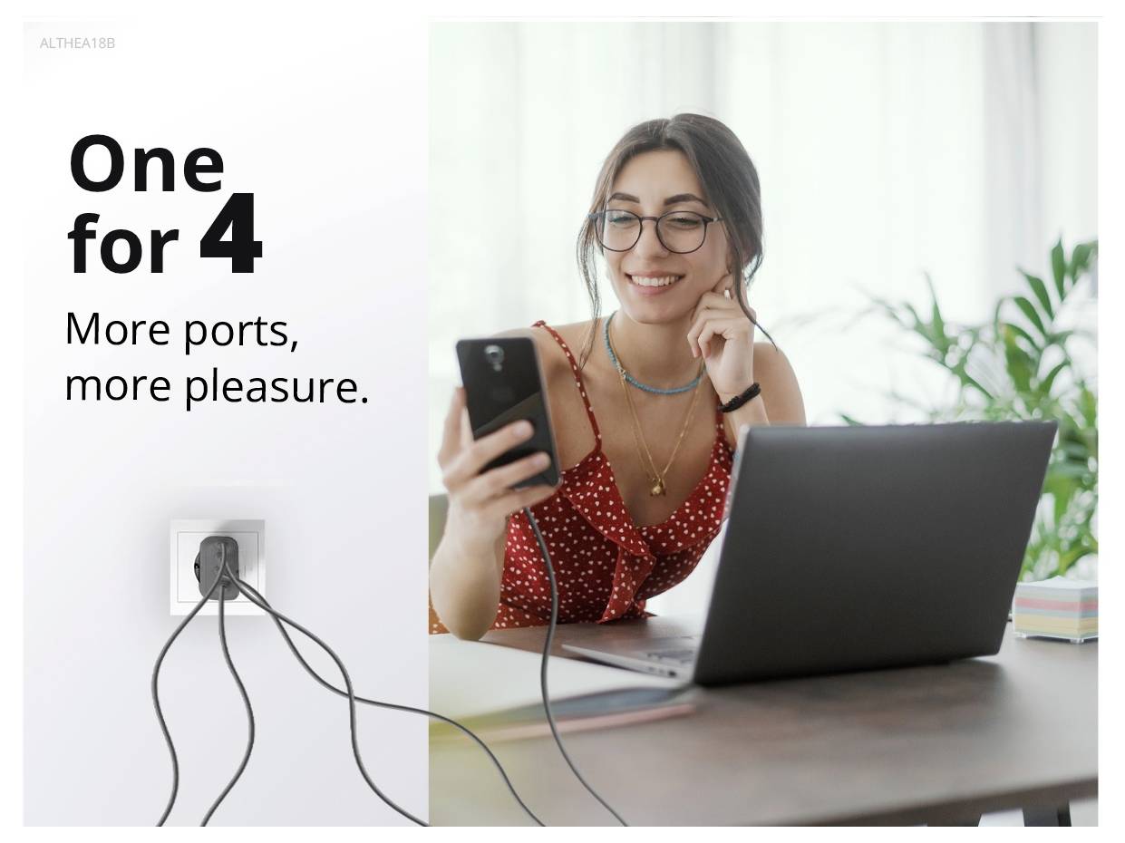 Conceptronic ALTHEA18B 100W 4-Port GaN USB PD Charger USB Ladegerät USB-A, 3x USB-C® Schwarz