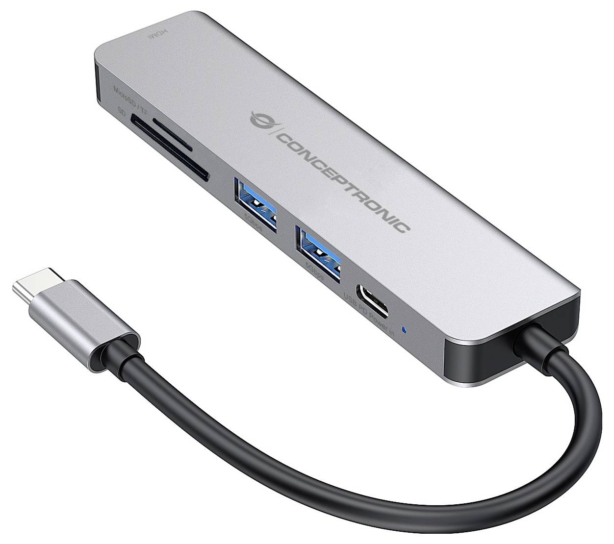 Conceptronic USB-C® Dockingstation DONN02G 6-in-1 USB 3.2 Gen 1 Docking Sta inkl. Ladefunktion, USB-C® Power Delivery