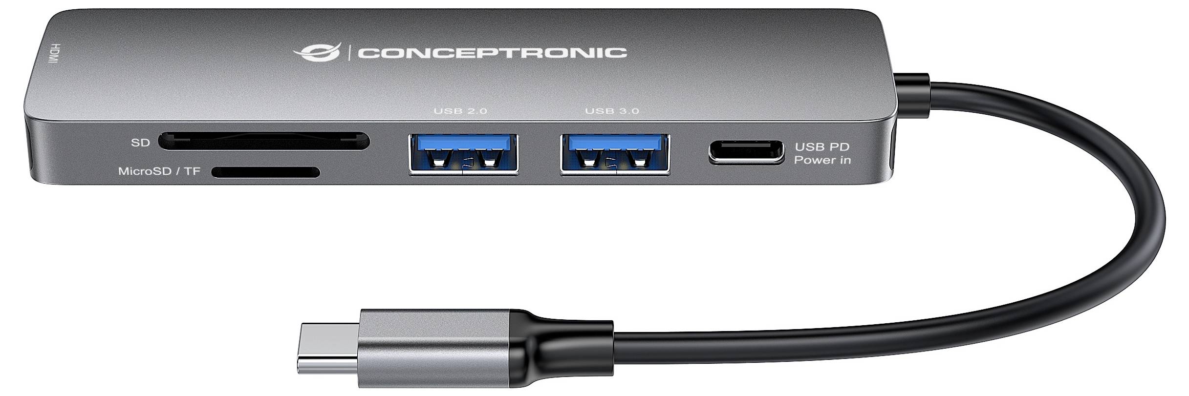 Conceptronic USB-C® Dockingstation DONN11G 6-in-1 USB 3.2 Gen 1 Docking Sta inkl. Ladefunktion, USB-C® Power Delivery