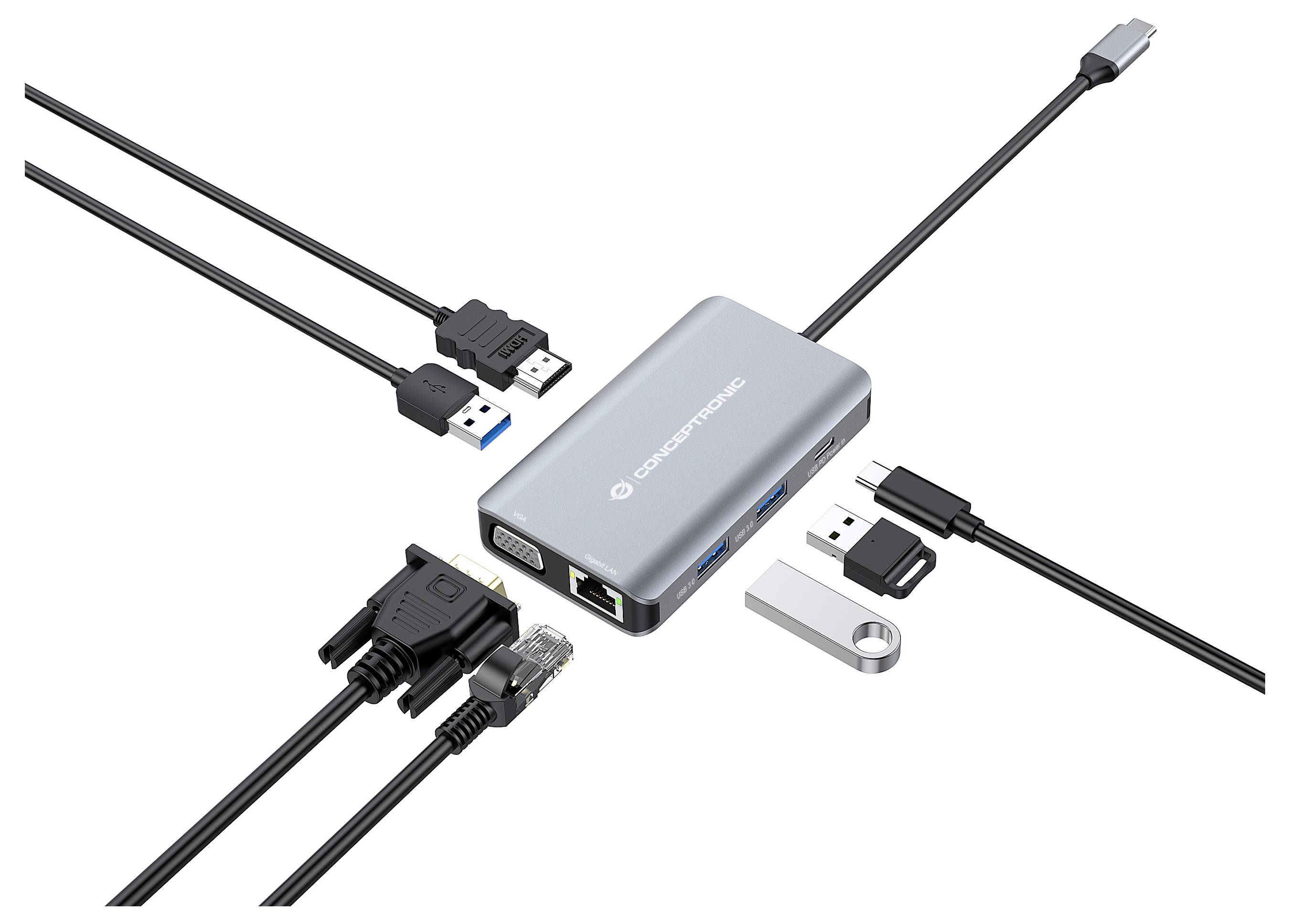 Conceptronic DONN21G - Dockingstation - USB-C 3.2 Gen 1
