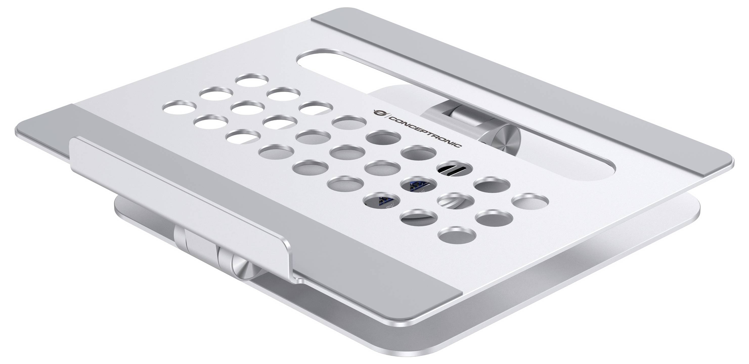 Conceptronic DONN27G Laptop Stand with 7-in-1 USB 3.2 Notebook-Ständer höhenverstellbar, drehbar, USB-Hub-Funktion