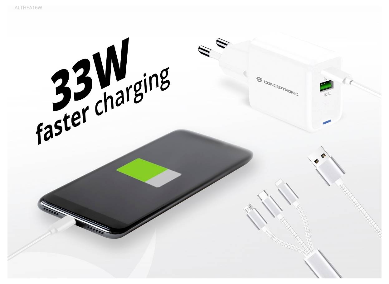 Conceptronic ALTHEA16W 2-Port 33W GaN USB PD Charger USB Ladegerät 33W USB-A, USB-C® Weiß