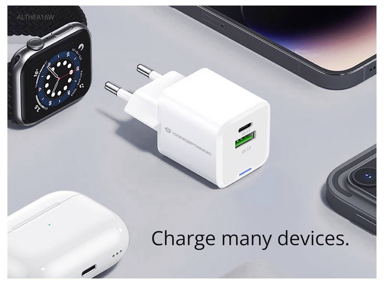 Conceptronic ALTHEA16W 2-Port 33W GaN USB PD Charger USB Ladegerät 33W USB-A, USB-C® Weiß