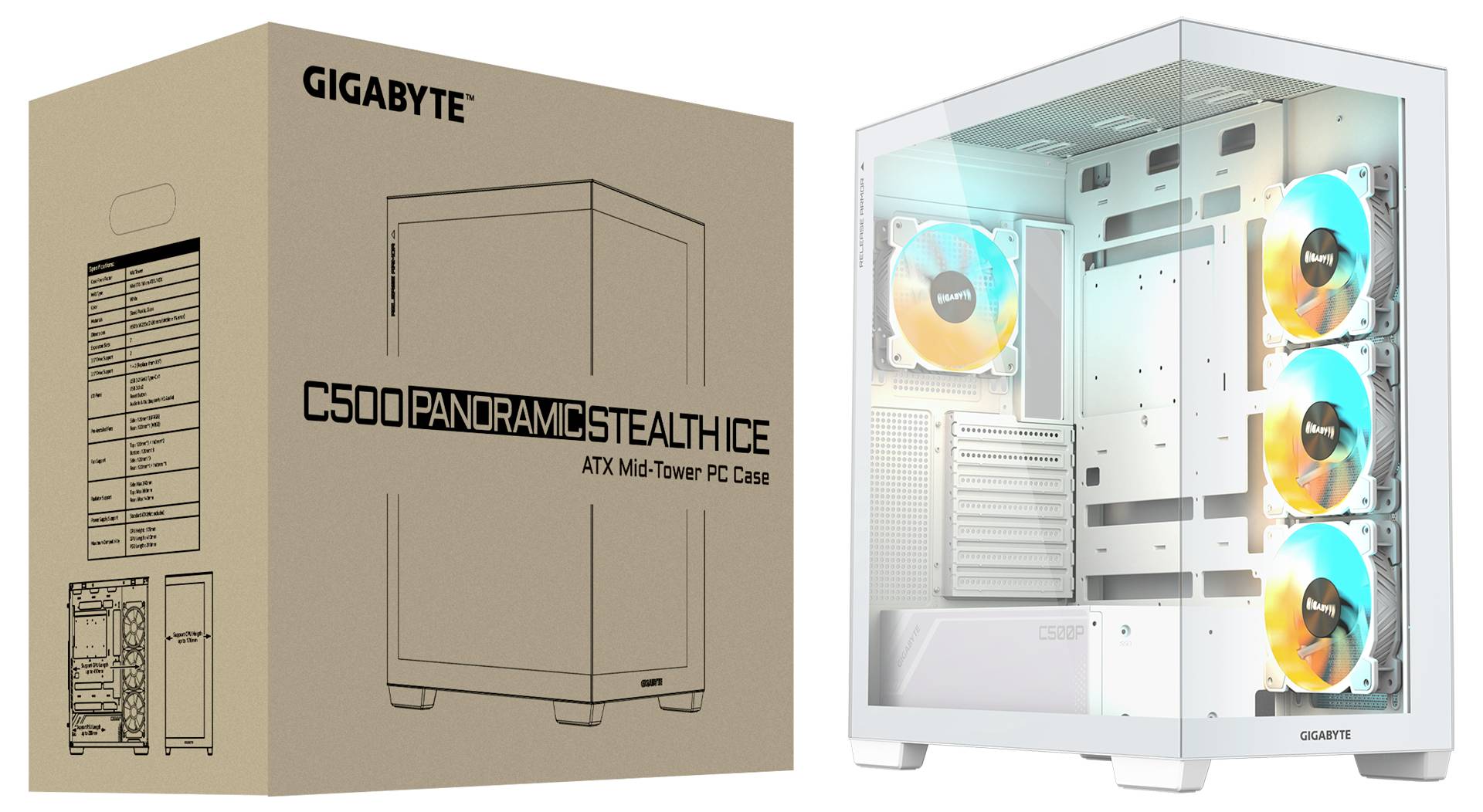 Gigabyte GB-C500PI ST Midi-Tower PC-Gehäuse Weiß
