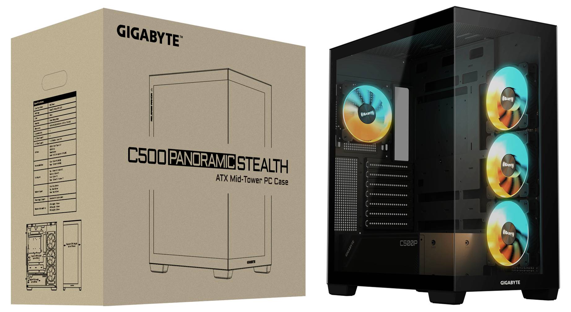 Gigabyte GB-C500P ST Midi-Tower PC-Gehäuse Schwarz