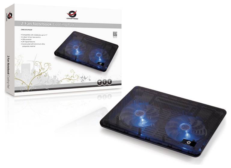 Conceptronic CNBCOOLPAD2F 2-Fan Laptop Cooling Pad Notebook-Ständer mit Kühlfunktion