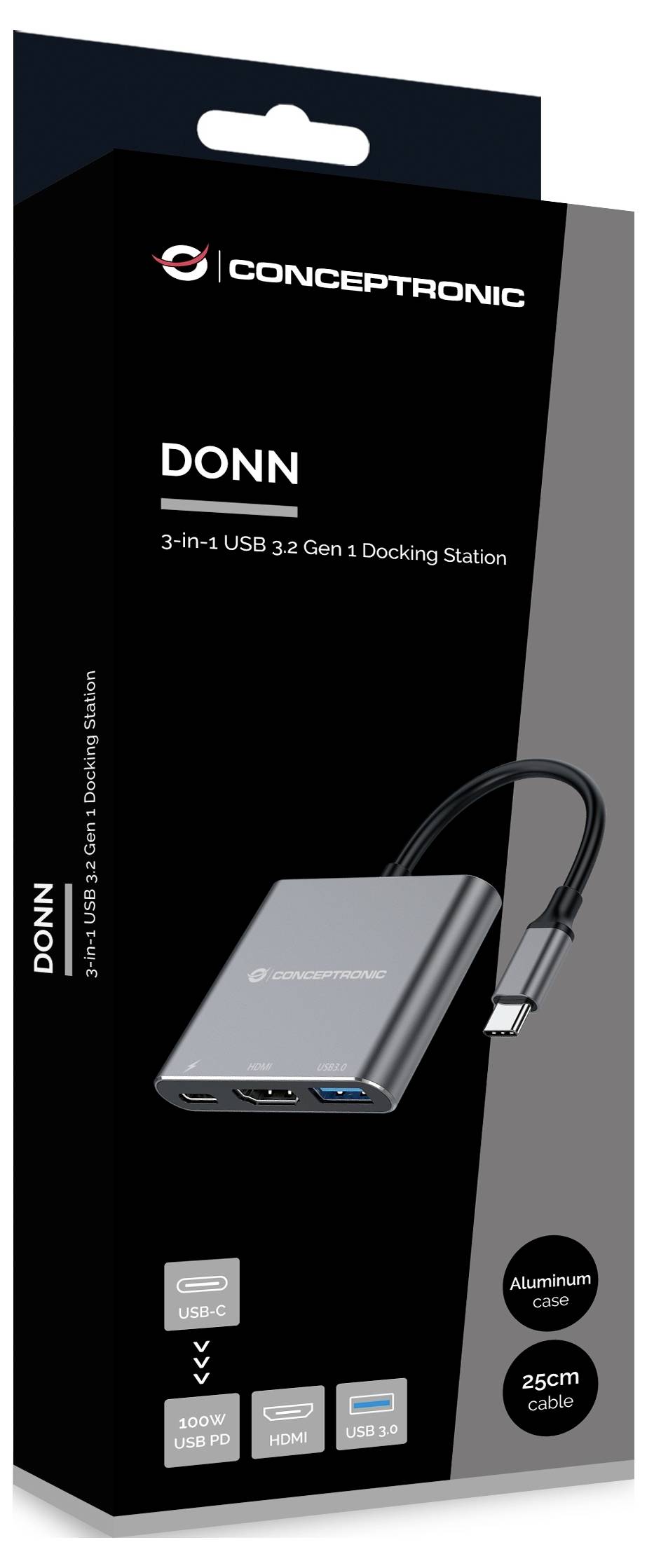 Conceptronic Notebook Dockingstation DONN18G 3-in-1 USB 3.2 Gen 1 Docking St