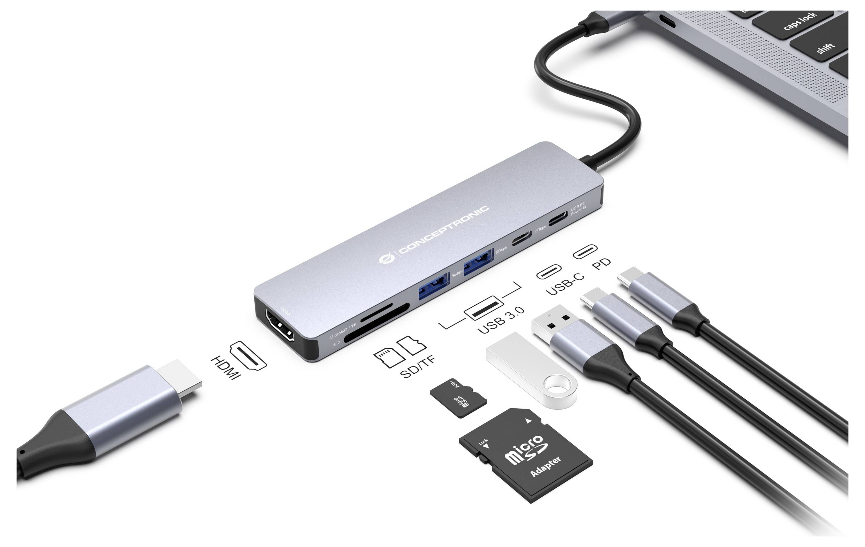 Conceptronic Notebook Dockingstation DONN28G 7-in-1 USB 3.2 Gen 1 Docking St