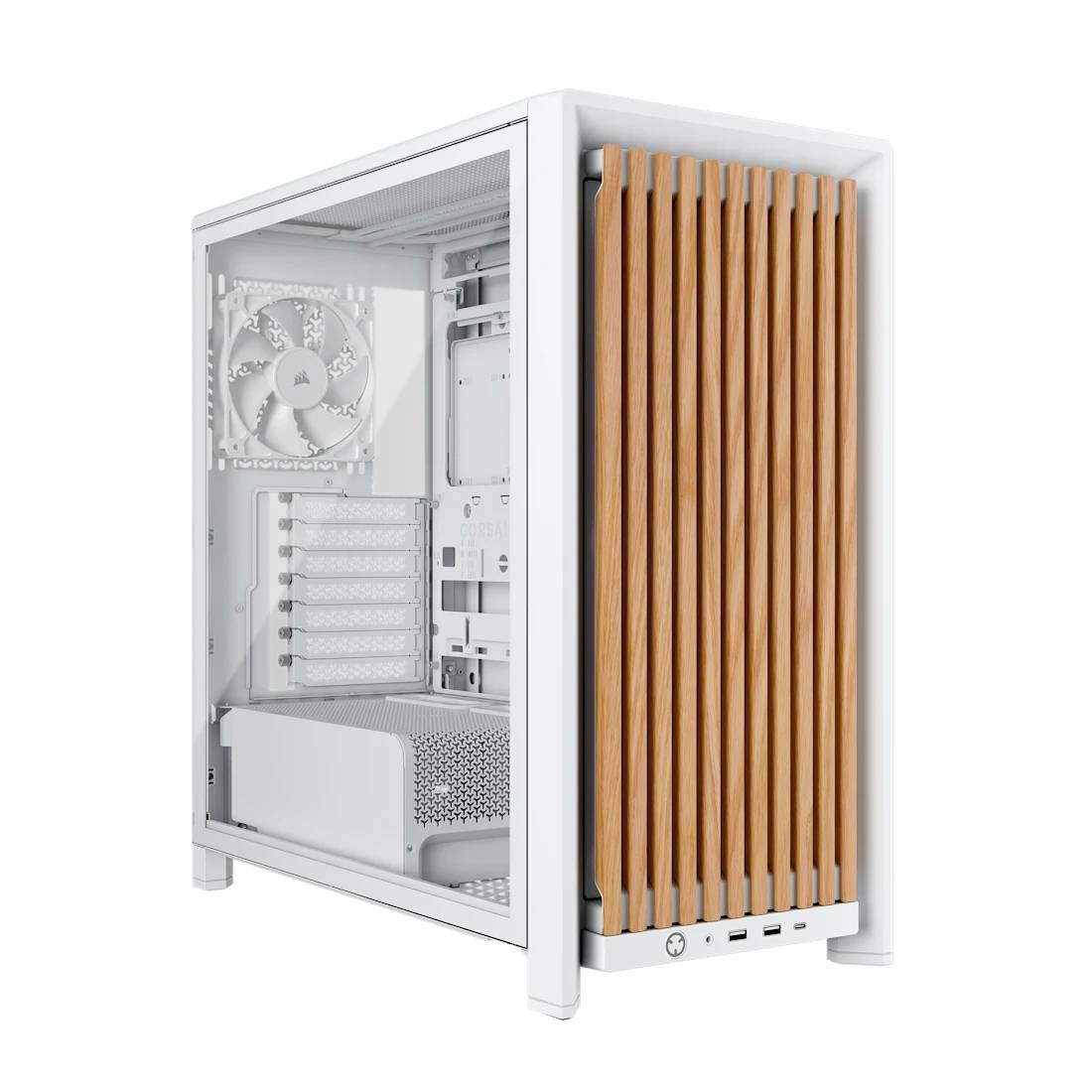 Corsair FRAME 4000D RS, White/Oak Midi-Tower PC-Gehäuse Holz, Weiß