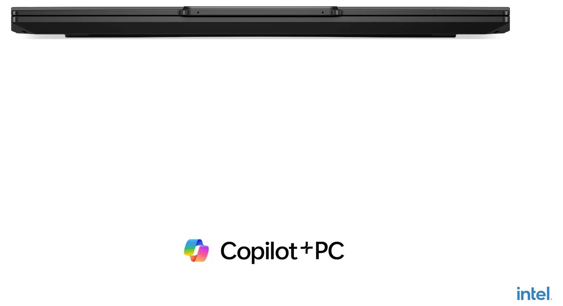 Schlanker Laptop in Vorderansicht mit zentralem 
