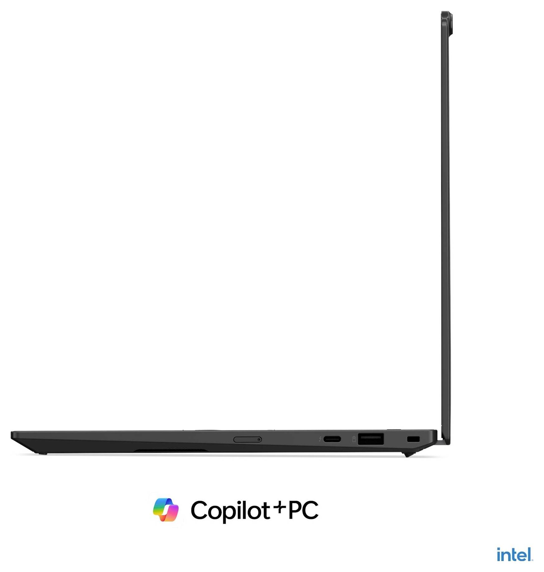Rückansicht eines Lenovo ThinkPad-Laptops mit dem Branding „Copilot+ PC