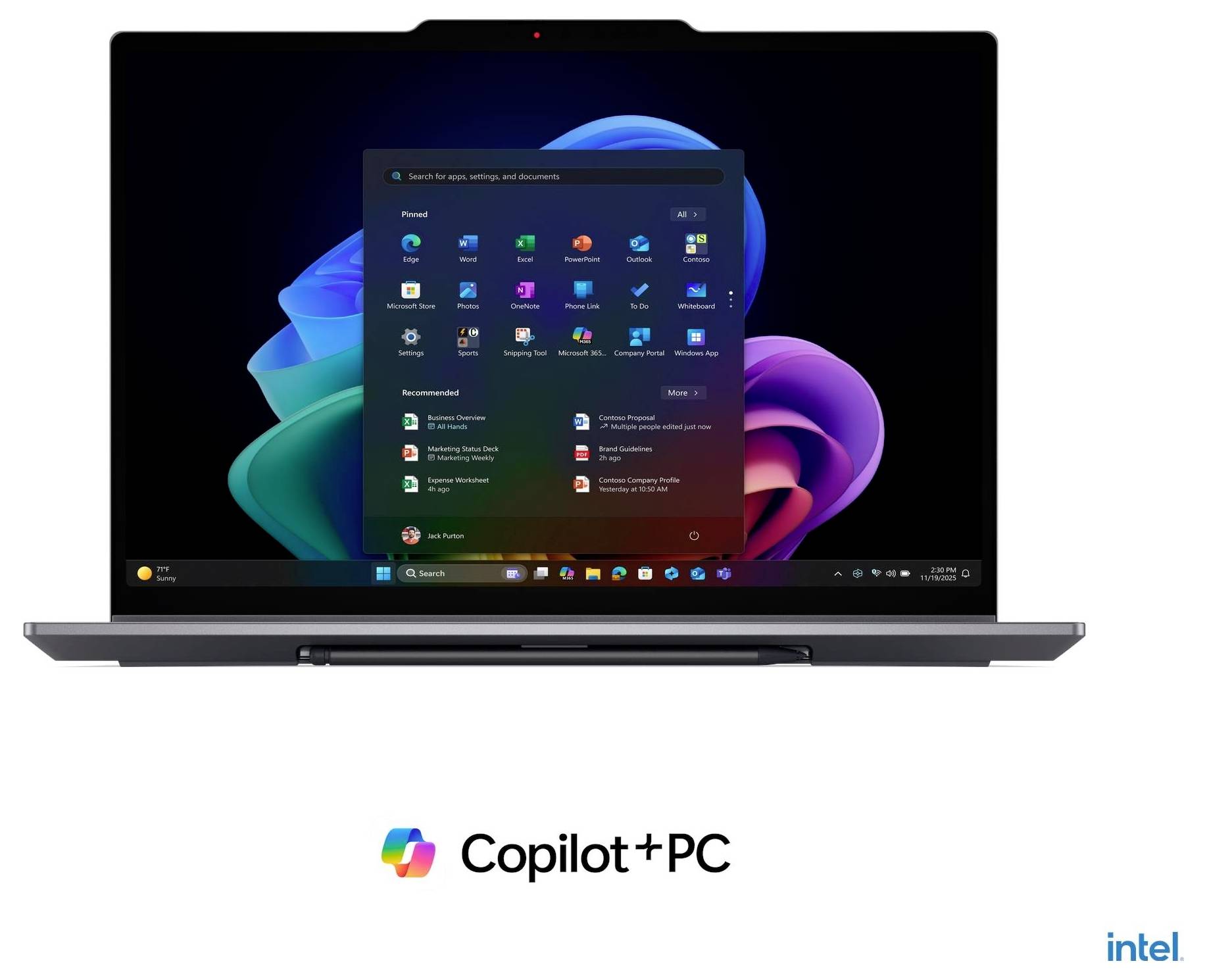 Seitenansicht eines geschlossenen schwarzen Laptops, dargestellt in einem schlanken Profil.