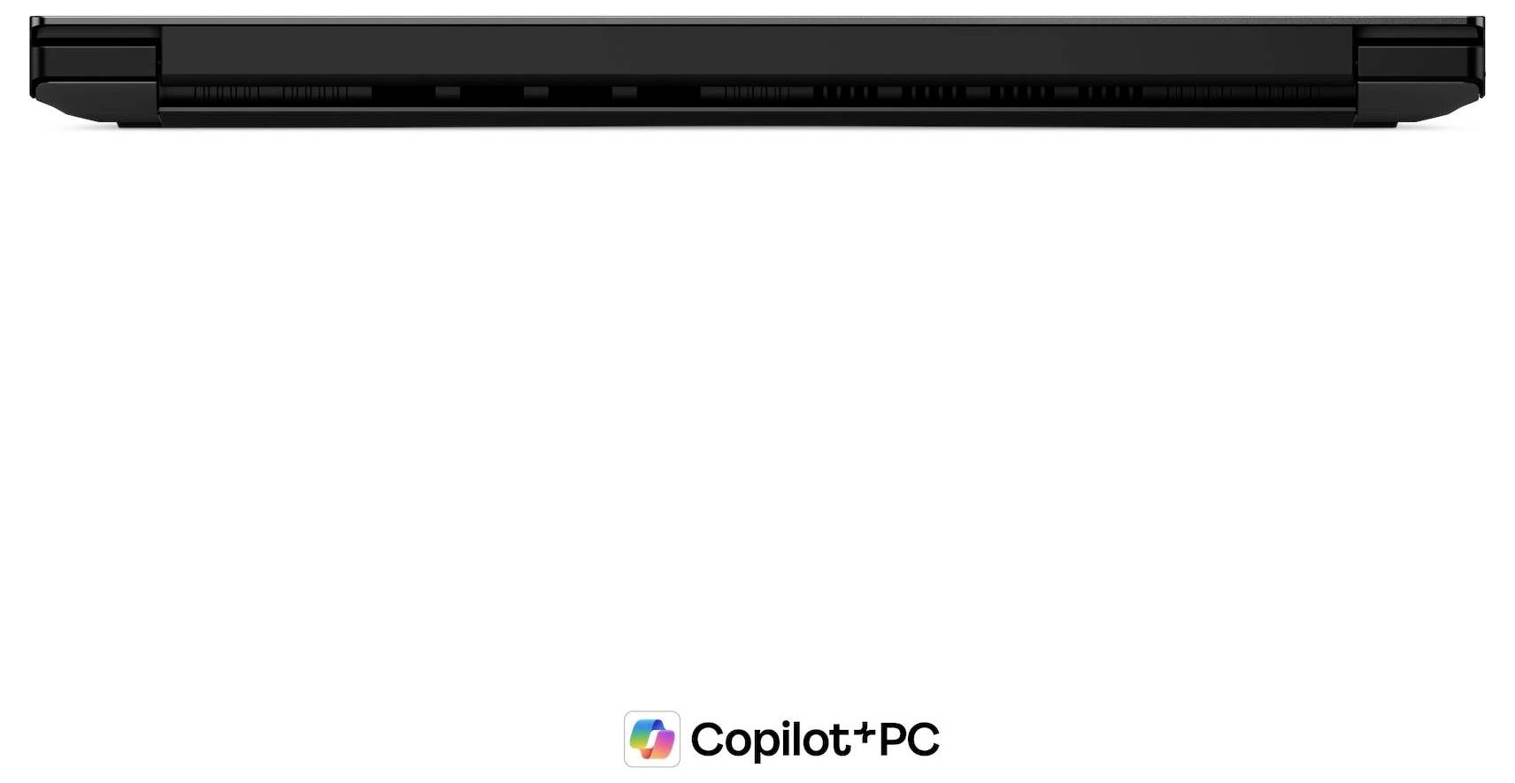 Ein schwarzer Laptop in Seitenansicht mit geschlossenem Bildschirm und einem 