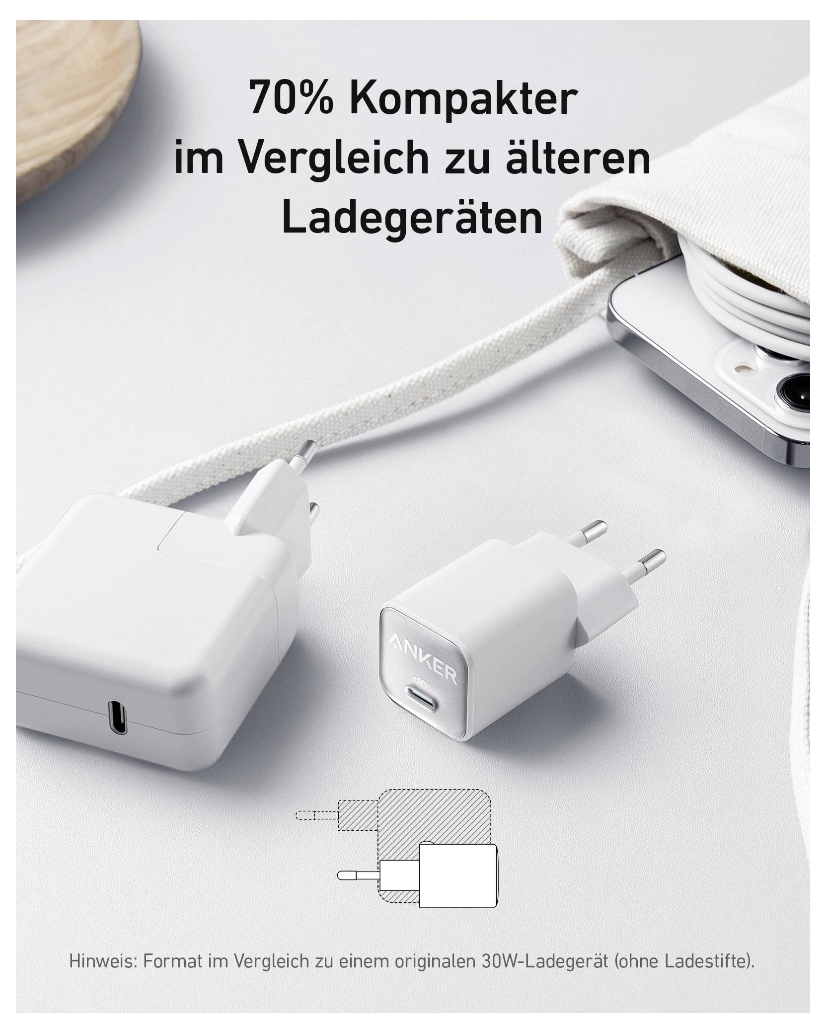 Anker Charger Zolo 30W 1C white Ladeadapter 30 W Weiß GaN
