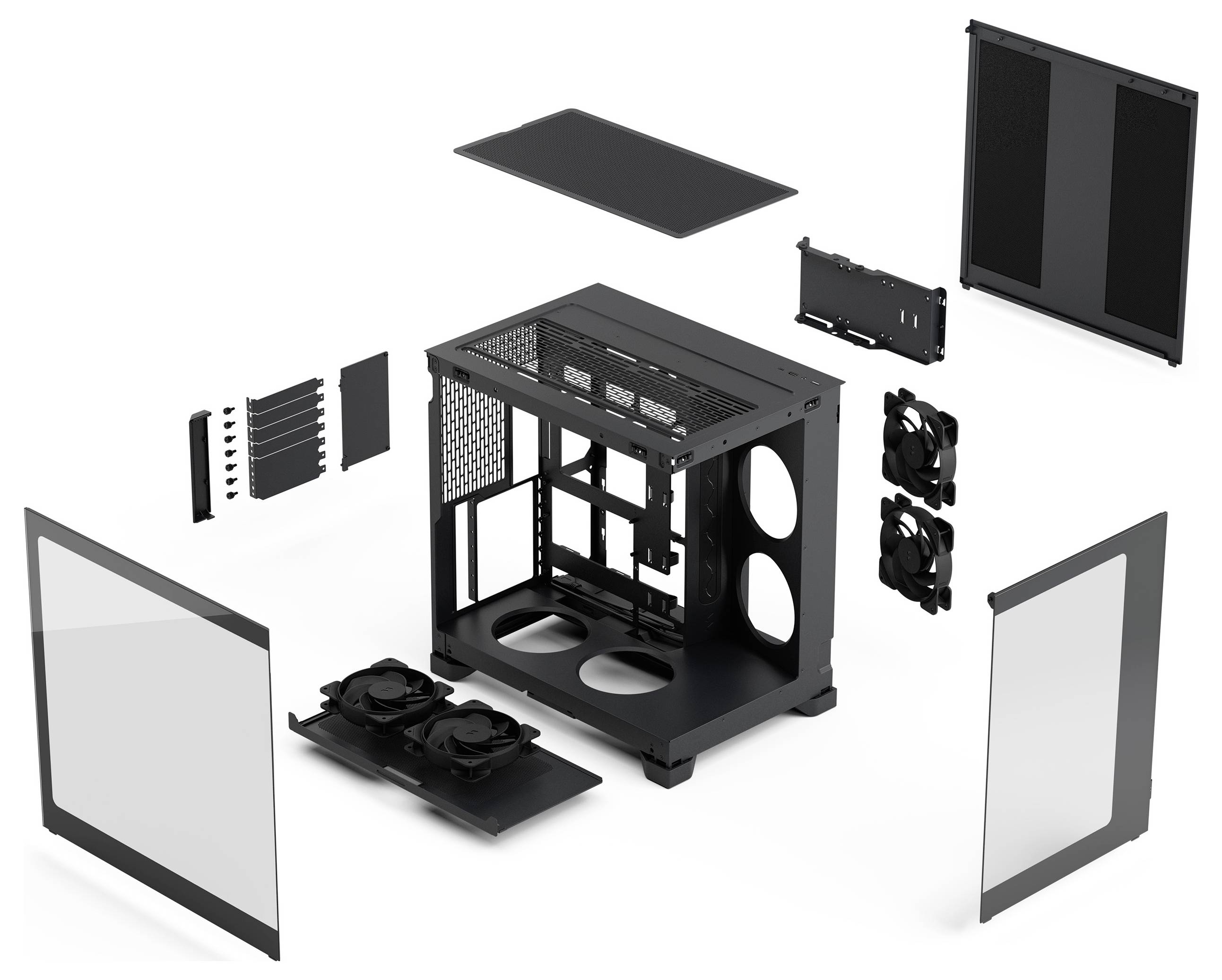 Fractal Design Geh Pop 2 Vision Black Midi-Tower PC-Gehäuse Schwarz 4 vorinstallierte Lüfter, Staubfilter, Seitenfenster