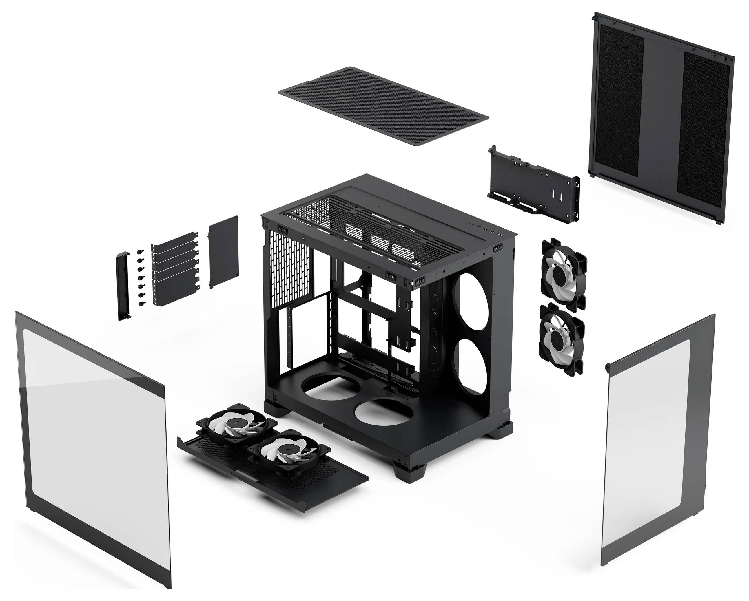 Fractal Design Geh Pop 2 Vision Black RG Midi-Tower PC-Gehäuse Schwarz 4 Vorinstallierte LED Lüfter, Staubfilter, Seitenfenster