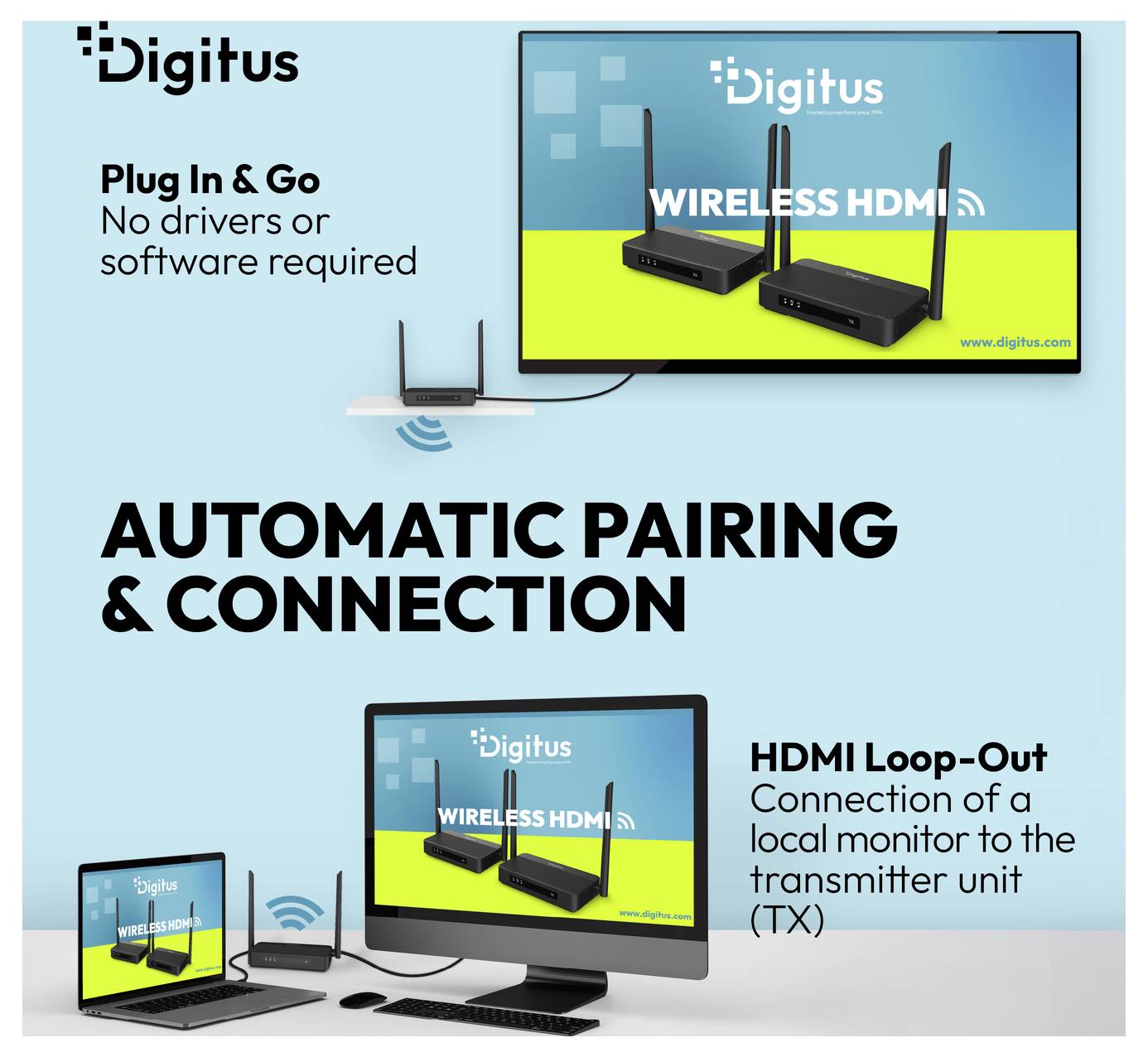 Digitus USB-A, USB-A (USB 1.1), HDMI®, HDMI® Eingang 100m
