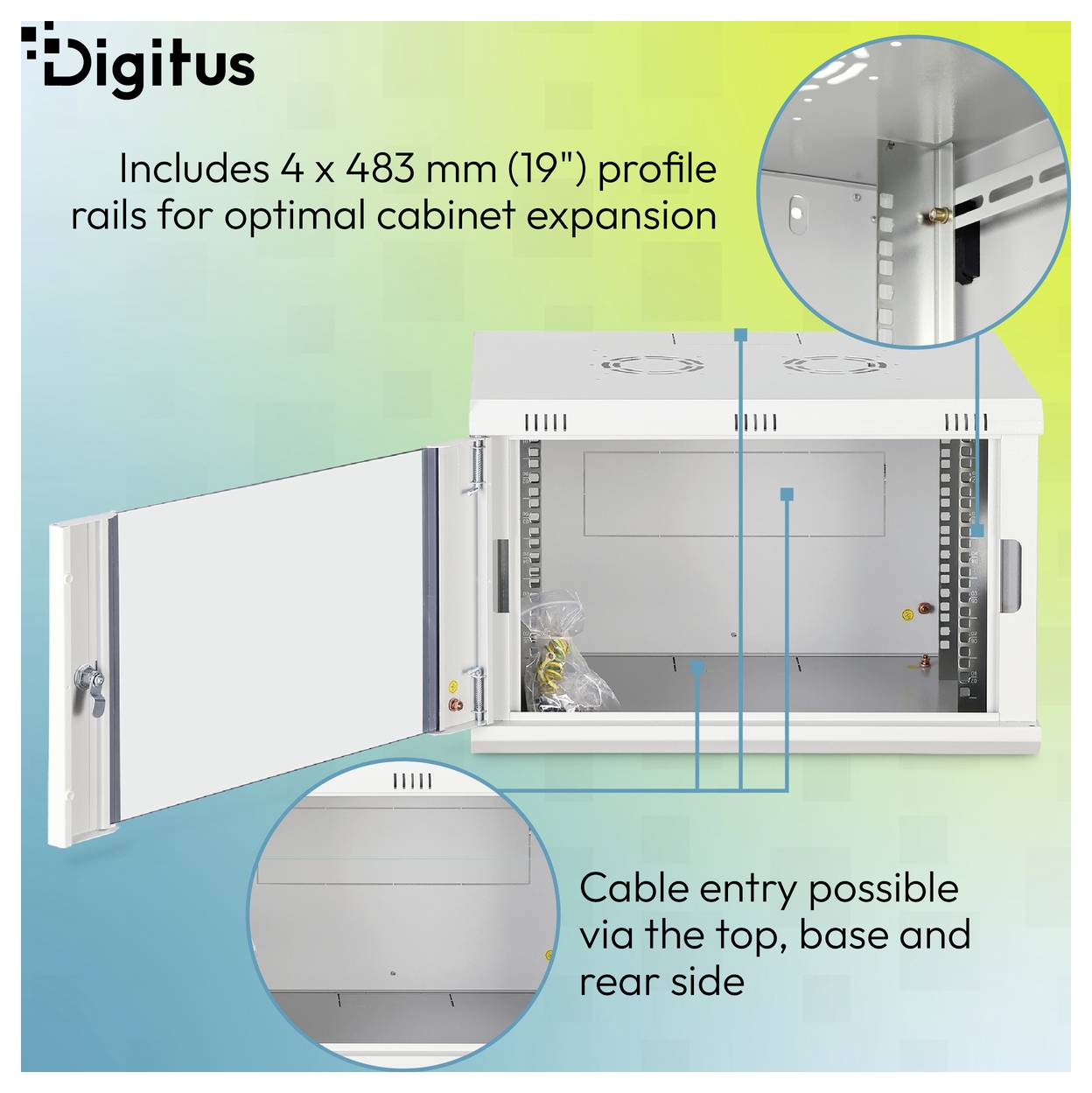 Digitus DN-37102 19 Zoll Netzwerkschrank 7 HE Grau, Grau (RAL 7035), Lichtgrau, Lichtgrau (RAL 7035)