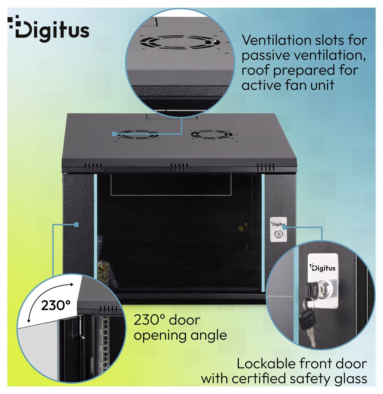 Digitus DN-37103 19 Zoll Netzwerkschrank 7 HE Schwarz, Schwarz (RAL 9005)