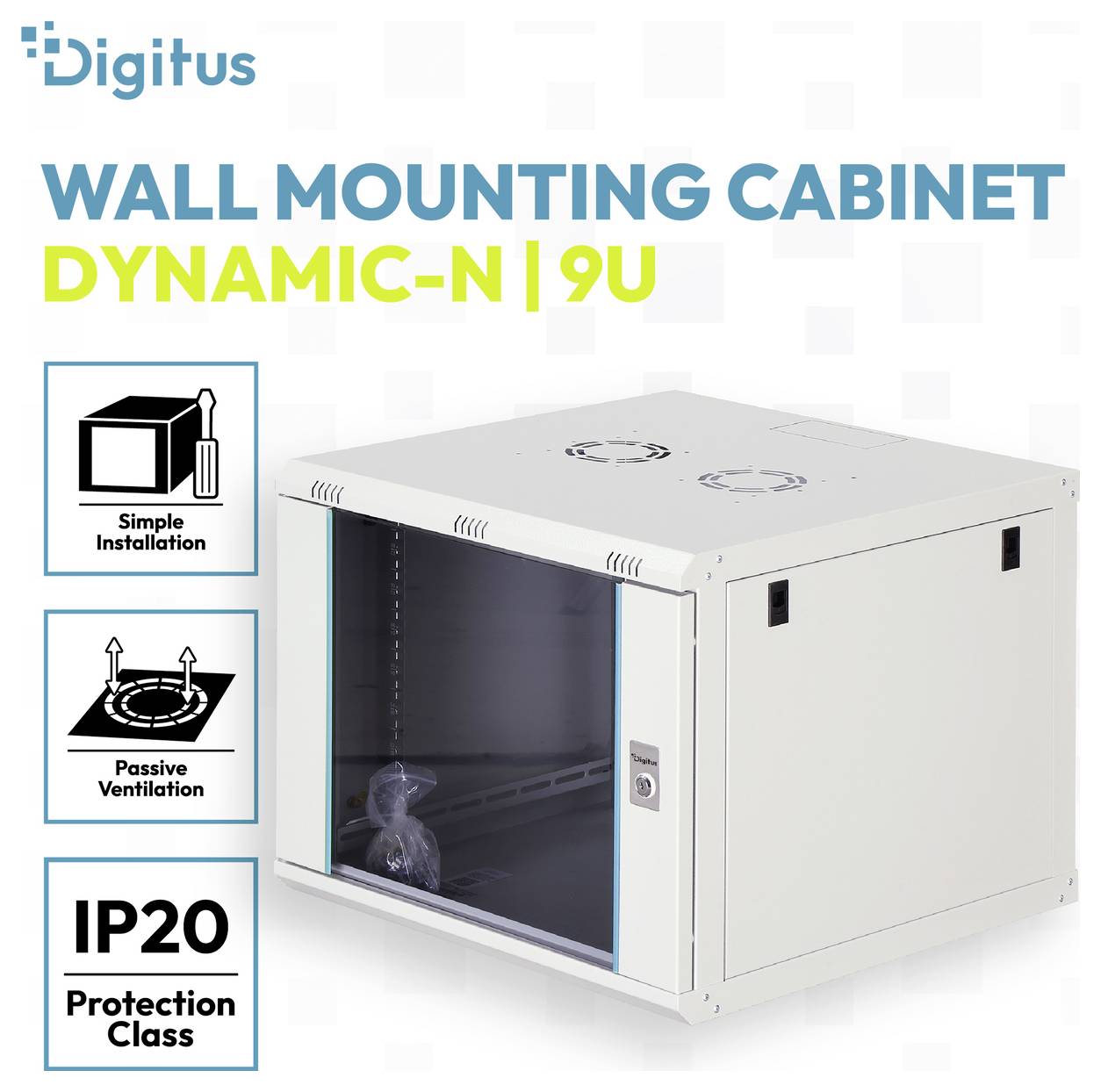 Digitus DN-37106 19 Zoll Netzwerkschrank 9 HE Grau, Grau (RAL 7035), Lichtgrau, Lichtgrau (RAL 7035)